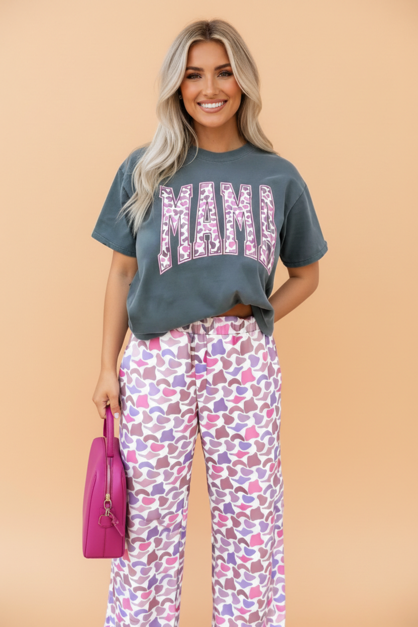MAMA Camo Graphic Tee & Loose Pant Set