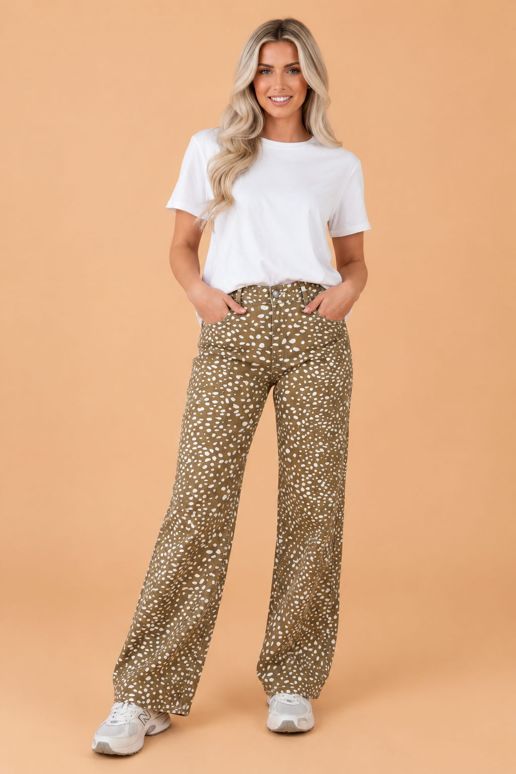 Cheetah Denim High Waist Straight Leg Jeans
