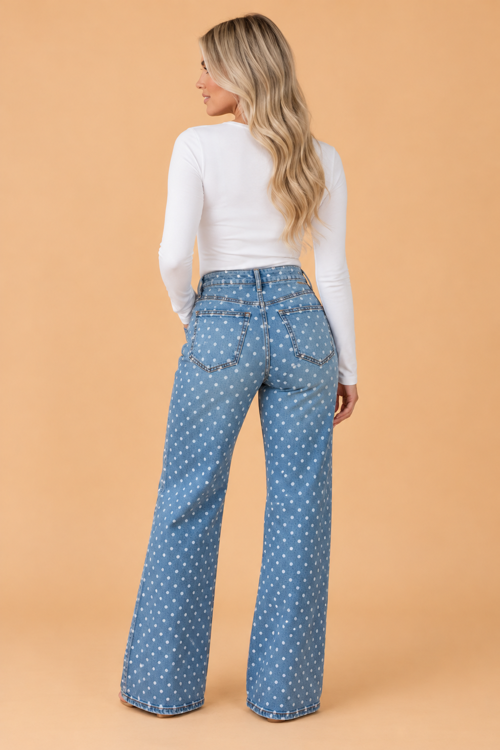 Polka Dot High Waist Wide Leg Jeans