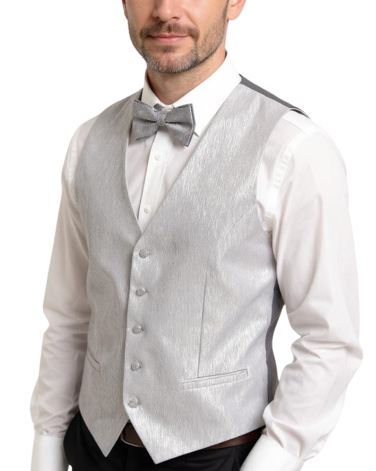 Ferrecci Mens PV200 - Silver with Black Back Adjustable Vest Set