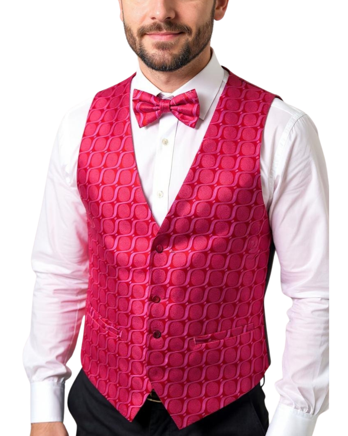 Ferrecci Mens PV250 - Fuschia with Black Back Adjustable Vest Set