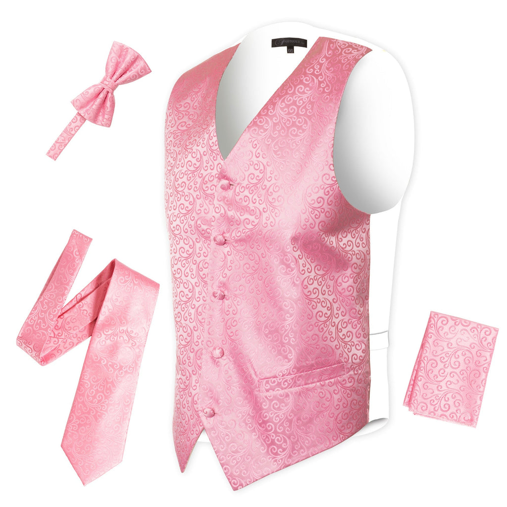 Ferrecci Mens PV50-11 Pink with White Back Vest Set