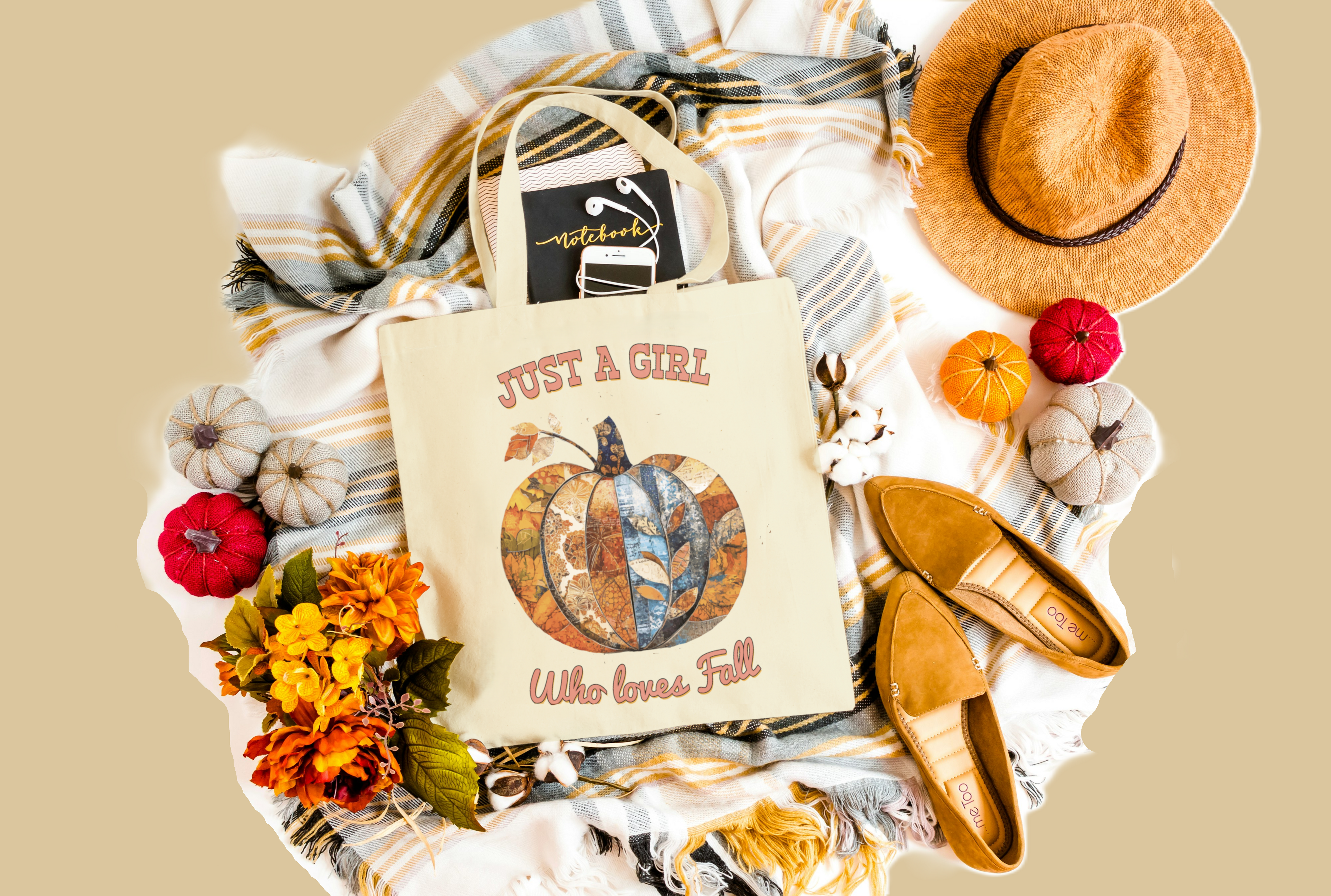 Just a Girl Who Loves Fall Pumpkins Canvas Tote Bag - 13.4" x 15.8"