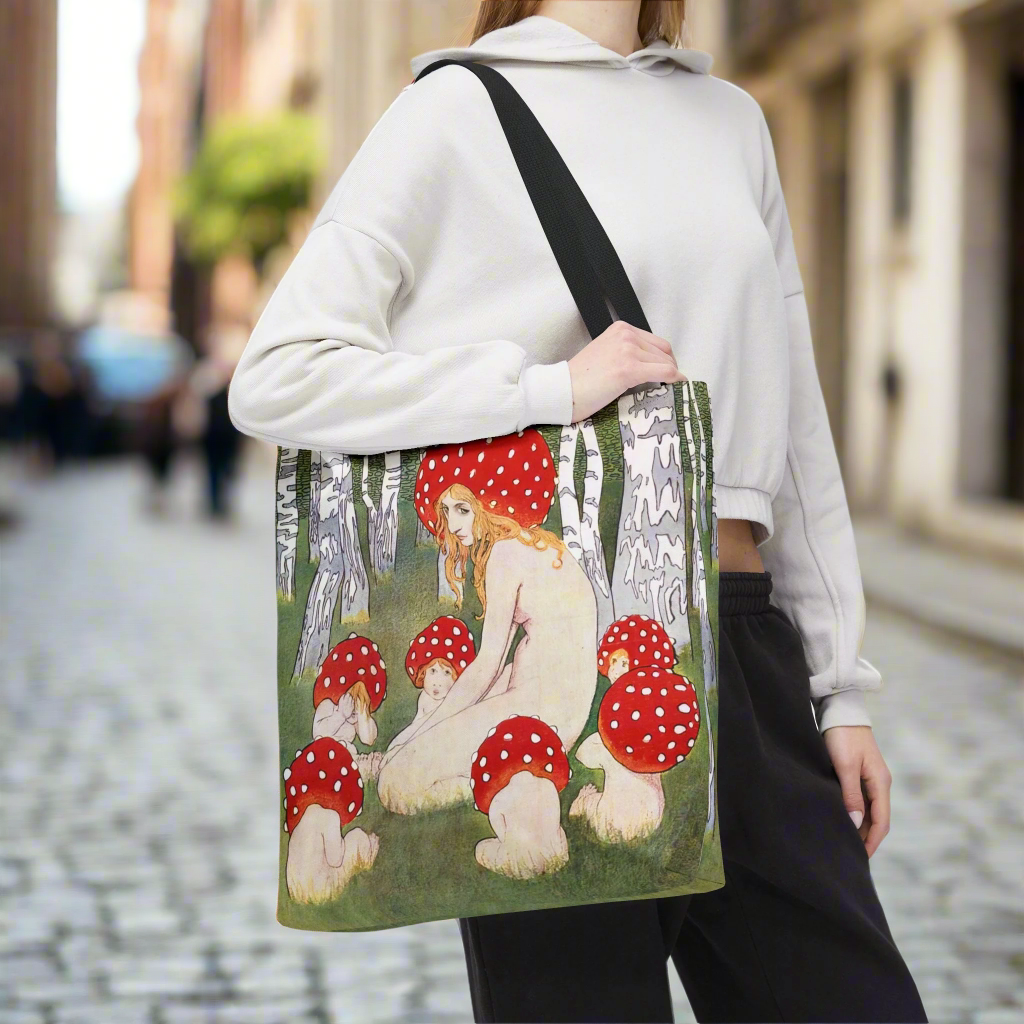 "Mother Mushroom and Her Children" Heavy-Duty Canvas Tote Bag