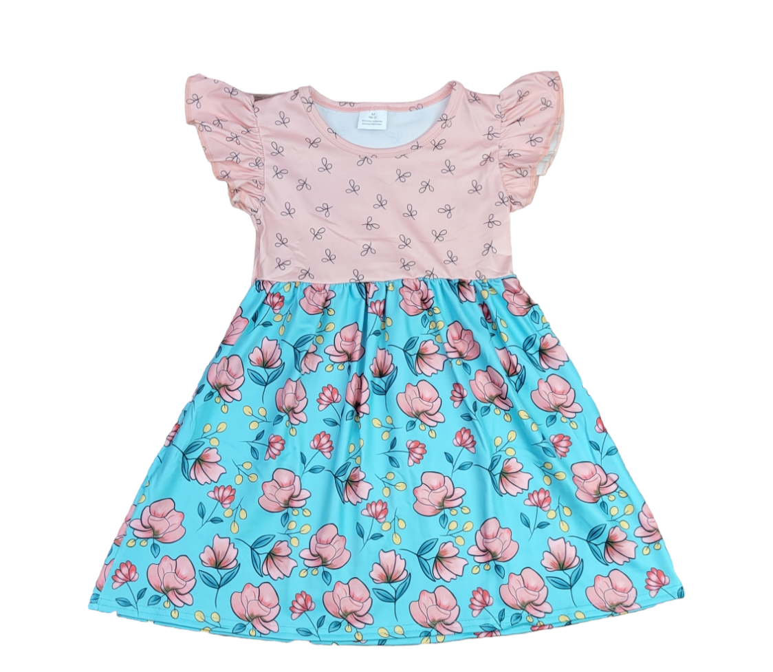 In Bloom Long Flutter Milk Silk Dress