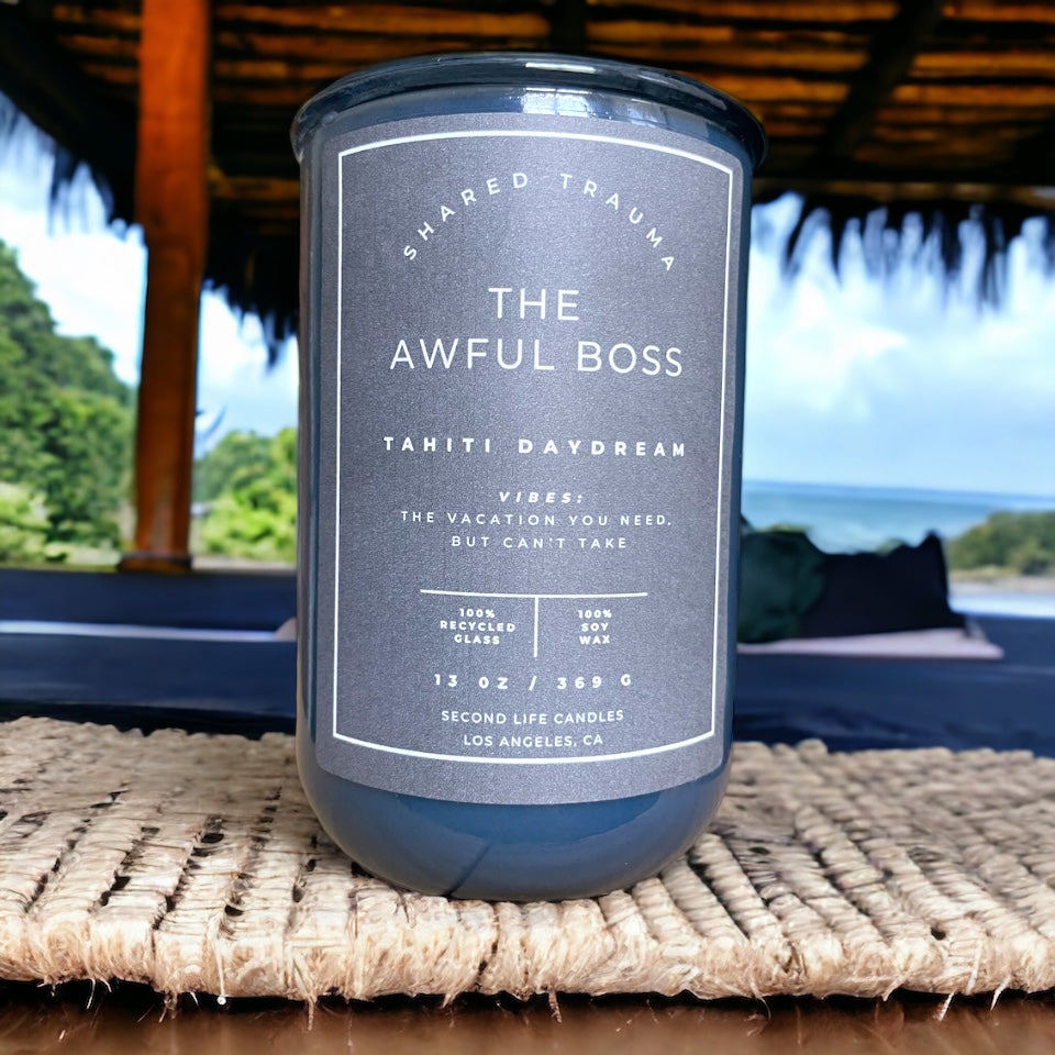 Shared Trauma Candles - The Awful Boss - 13 Oz Crackling Wood Wick - Mint Mojito & Pineapple