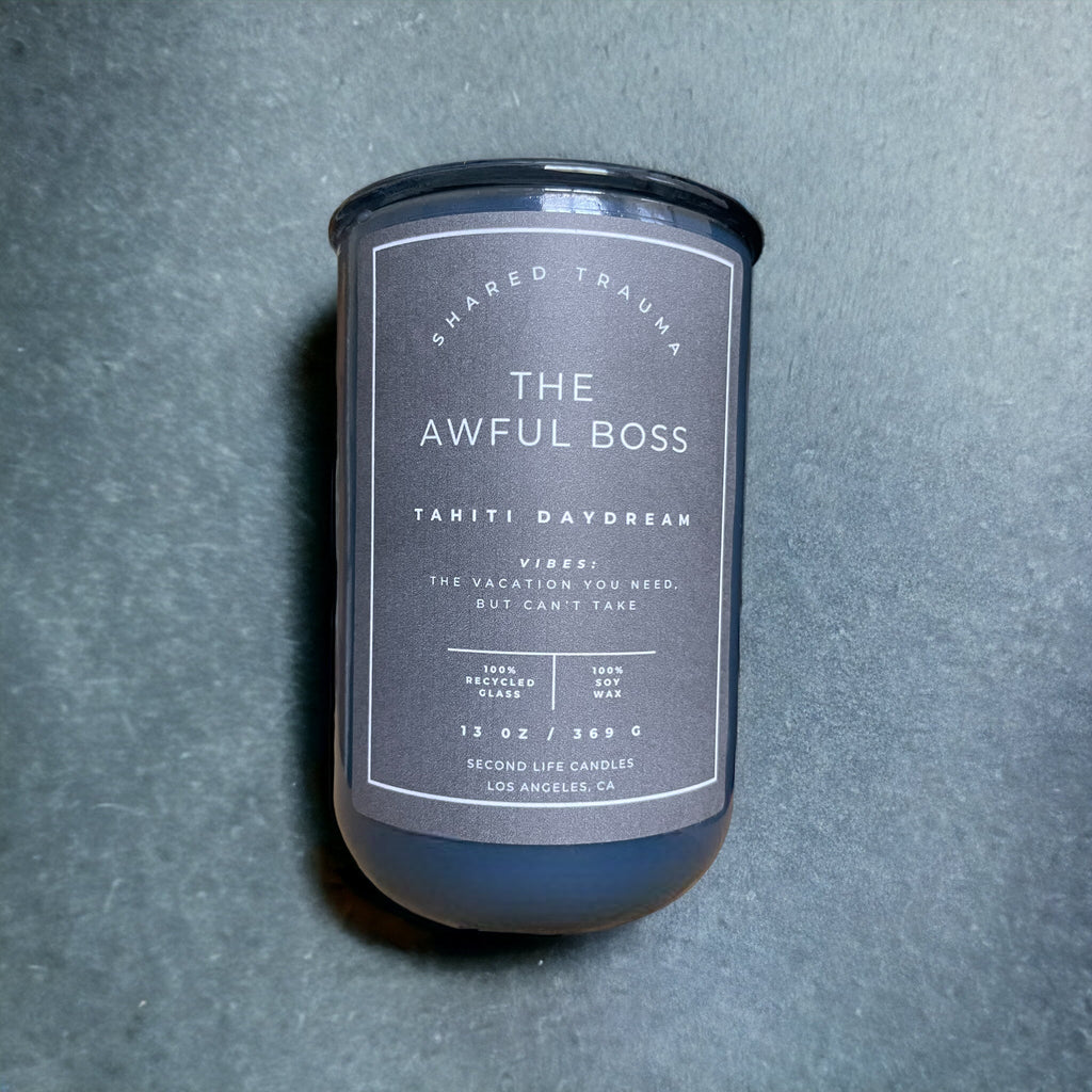 Shared Trauma Candles - The Awful Boss - 13 Oz Crackling Wood Wick - Mint Mojito & Pineapple