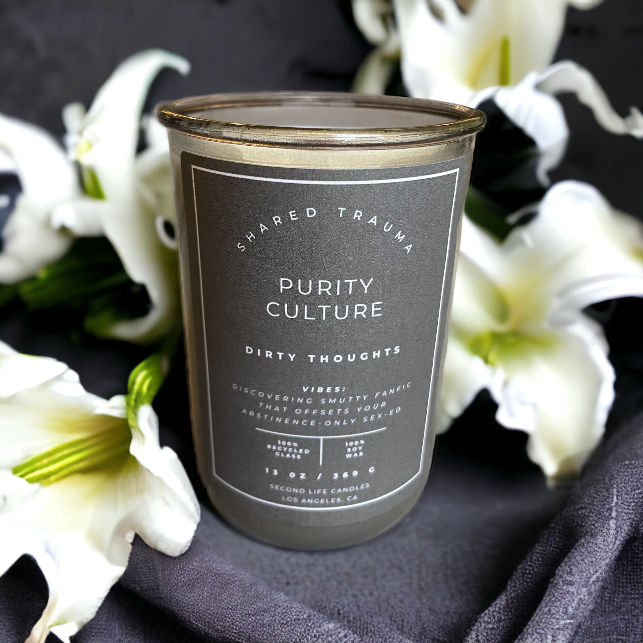 Shared Trauma Candles - Purity Culture - 13 Oz Crackling Wood Wick - Lavender & Smoked Vanilla