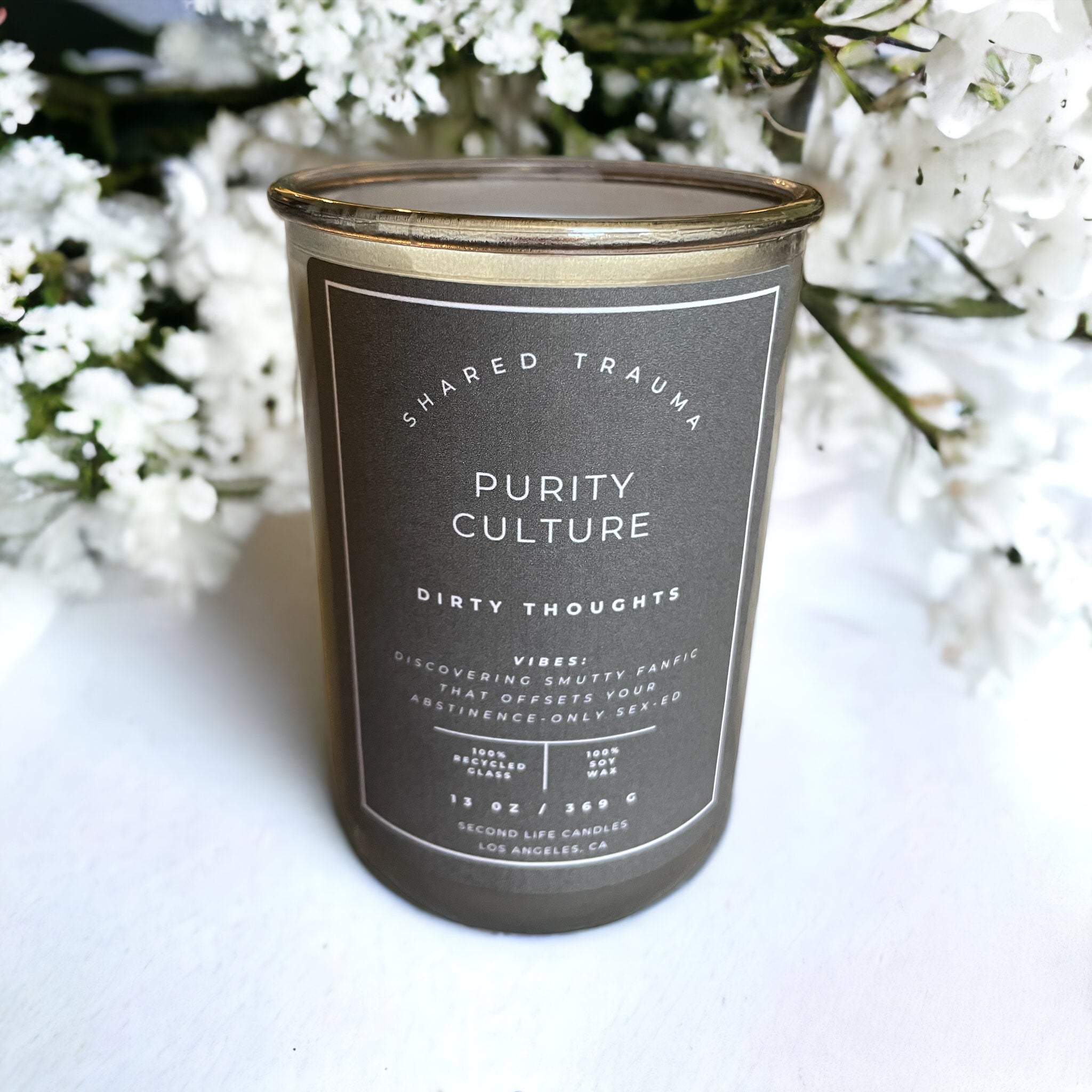 Shared Trauma Candles - Purity Culture - 13 Oz Crackling Wood Wick - Lavender & Smoked Vanilla