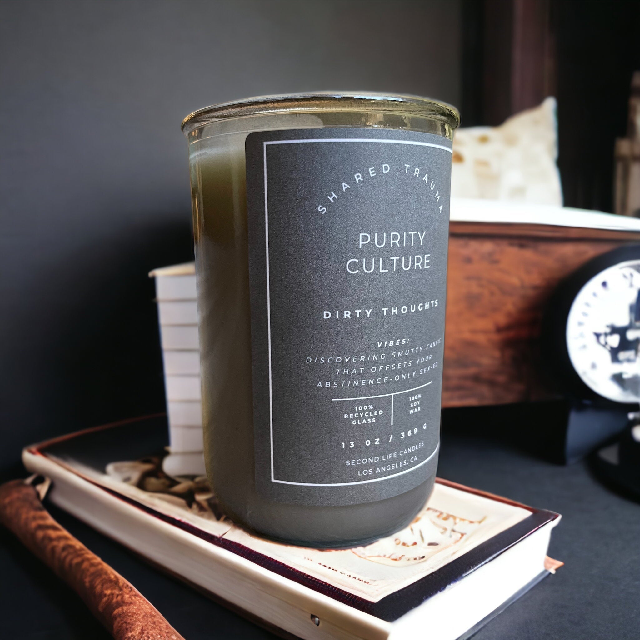 Shared Trauma Candles - Purity Culture - 13 Oz Crackling Wood Wick - Lavender & Smoked Vanilla