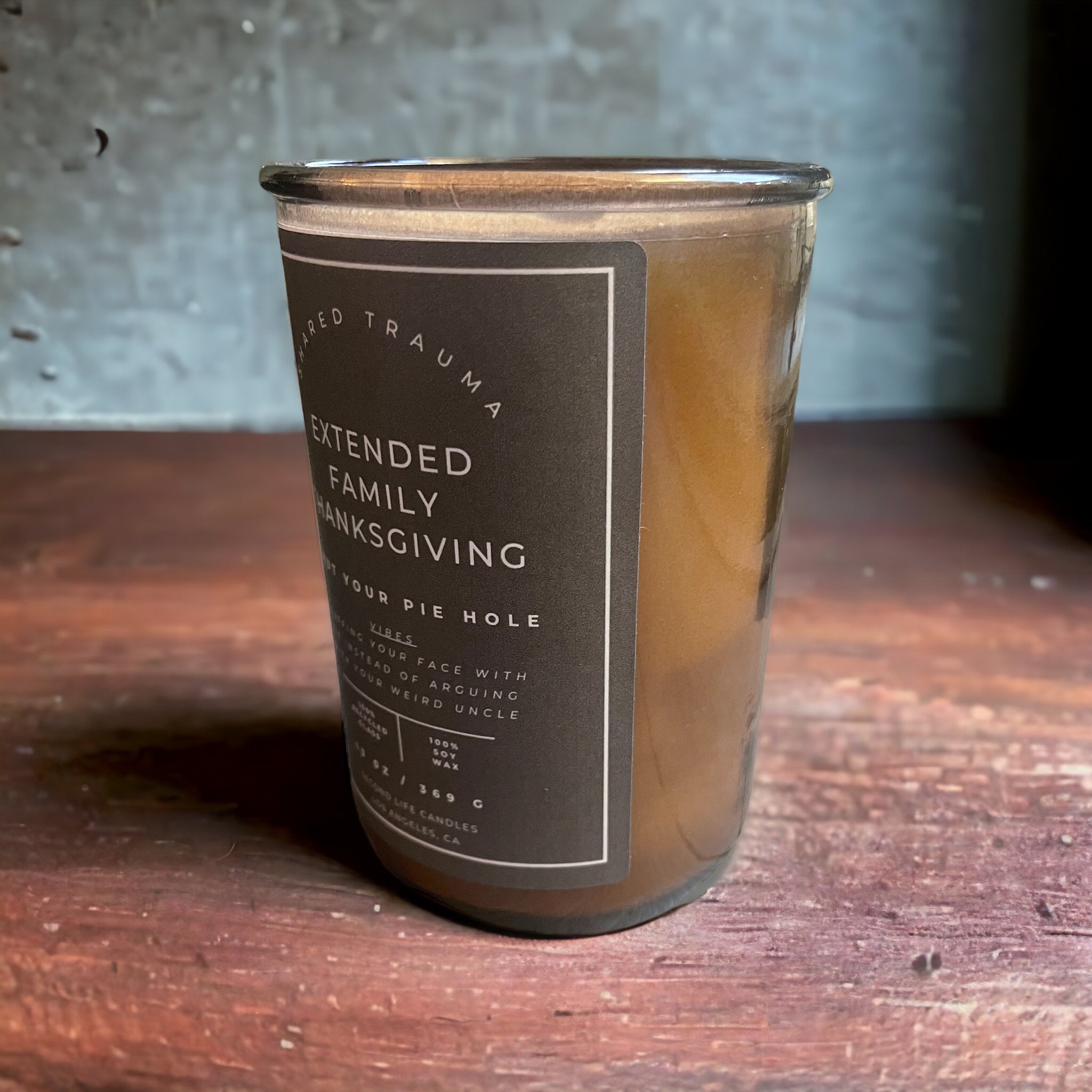 Shared Trauma: Extended Family Thanksgiving Candle - 13 oz, Crackling Wood Wick