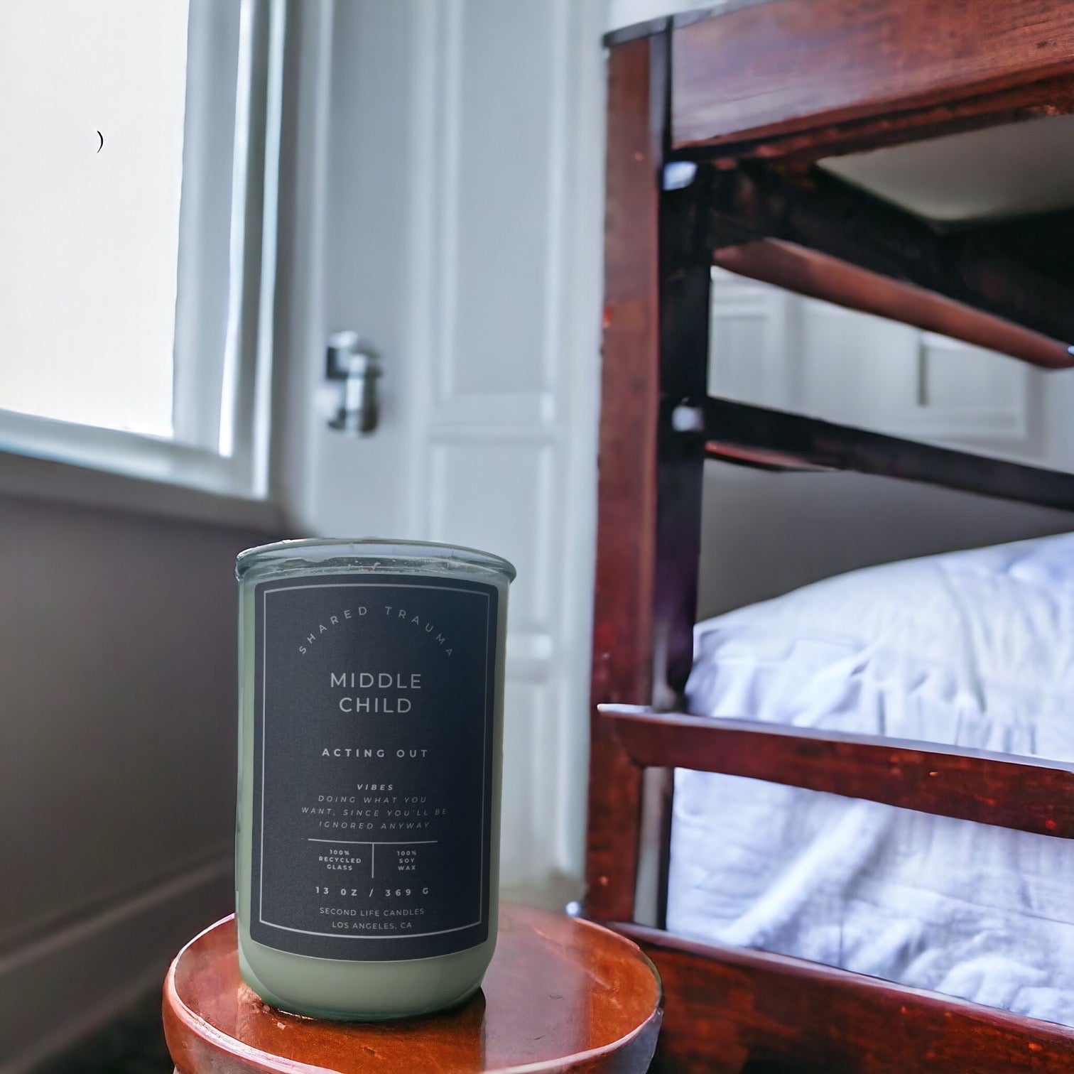 Shared Trauma Candles - Middle Child - 13 Oz Crackling Wood Wick - Ginger & Saffron