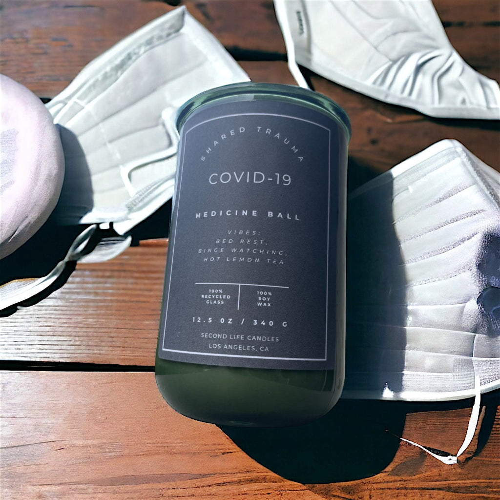 Shared Trauma Candles - Covid-19 - 13 Oz Crackling Wood Wick - Lemon, Peach, and Mint Tea