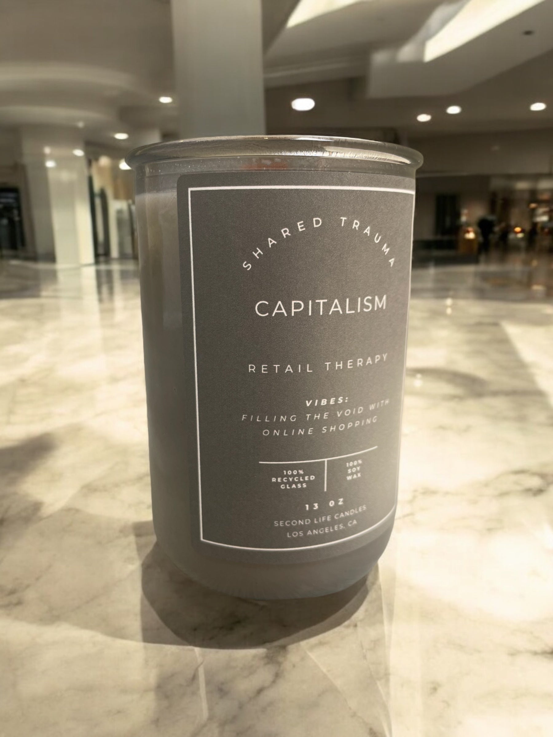 Shared Trauma Candles - Capitalism - 13 Oz Crackling Wood Wick - Tulips & Gardenia