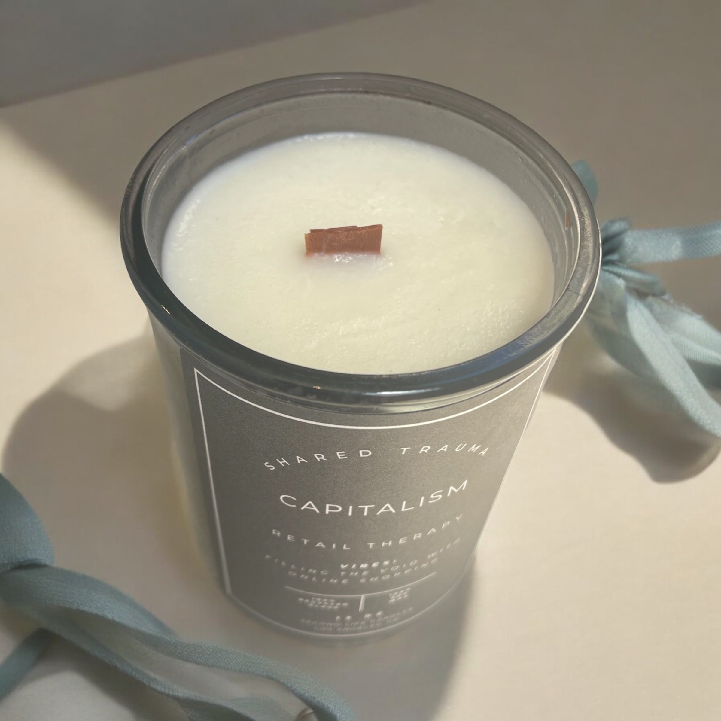 Shared Trauma Candles - Capitalism - 13 Oz Crackling Wood Wick - Tulips & Gardenia