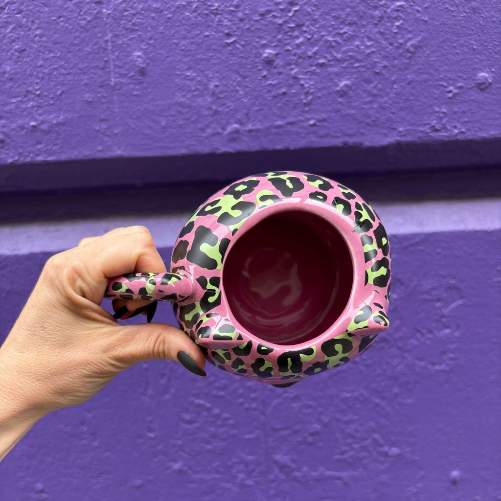 Pink Leopard Cat Mug | Cute Ceramic Coffee Tea Cup | Gift for Her