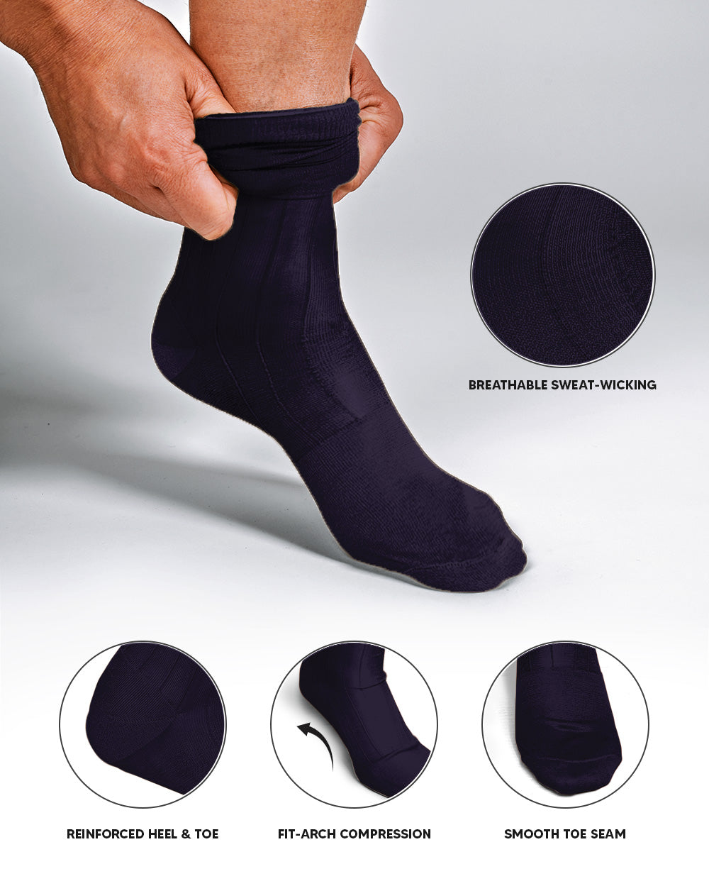 Vittorio Farina Men's Ribbed Shear Nylon Over The Calf Dress Socks
