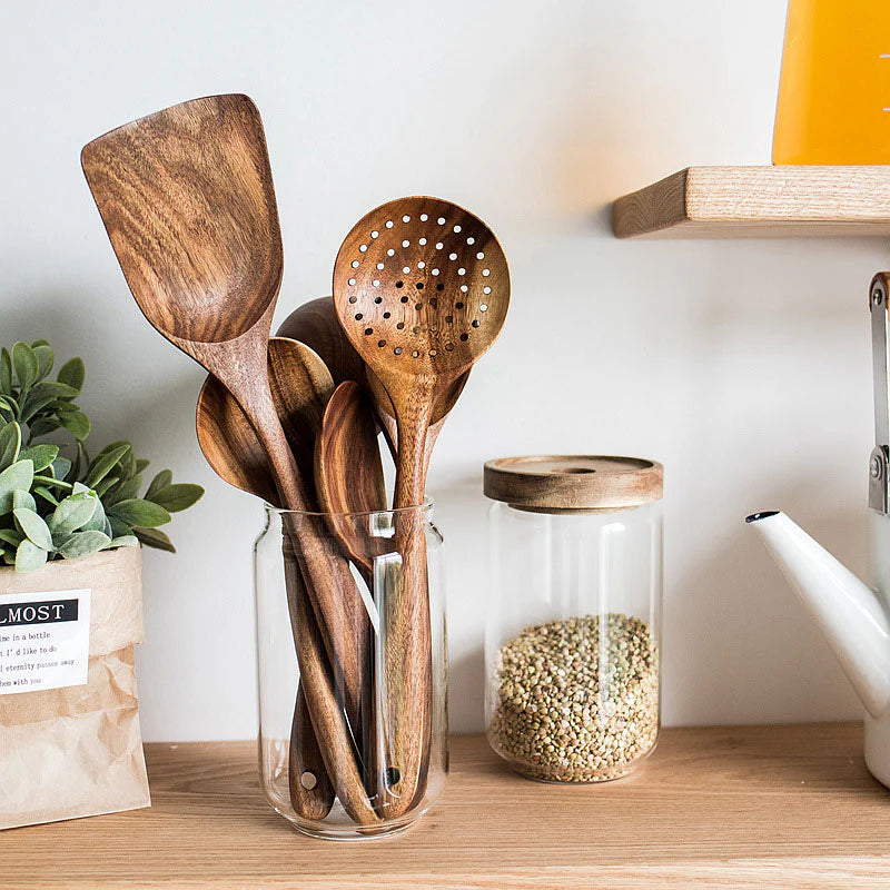 Premium Teak Wooden Utensil Set | 3CARATS