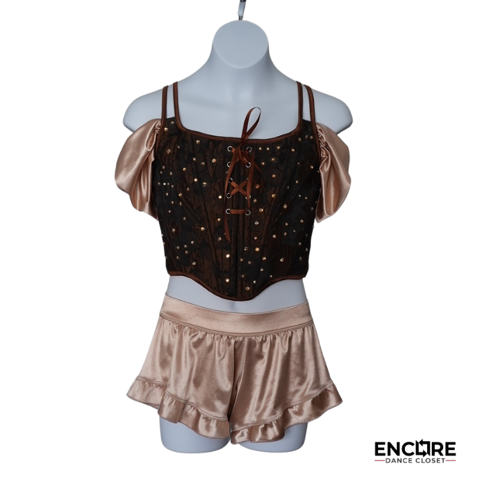 Beige Silk Flare Shorts & Corset Top