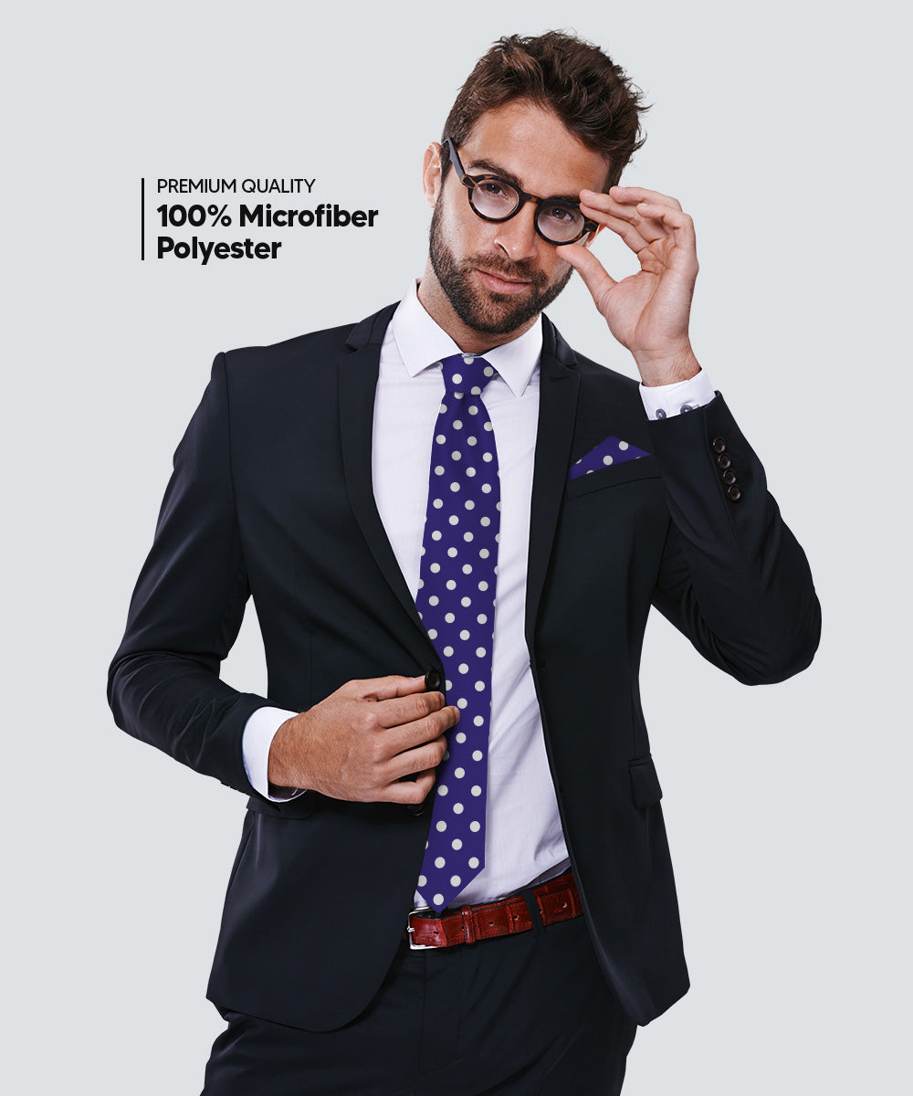 Vittorio Farina Men's Polka Dot Satin Necktie & Pocket Square