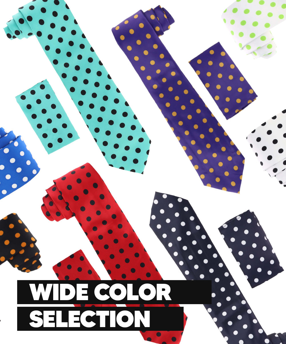 Vittorio Farina Men's Polka Dot Satin Necktie & Pocket Square