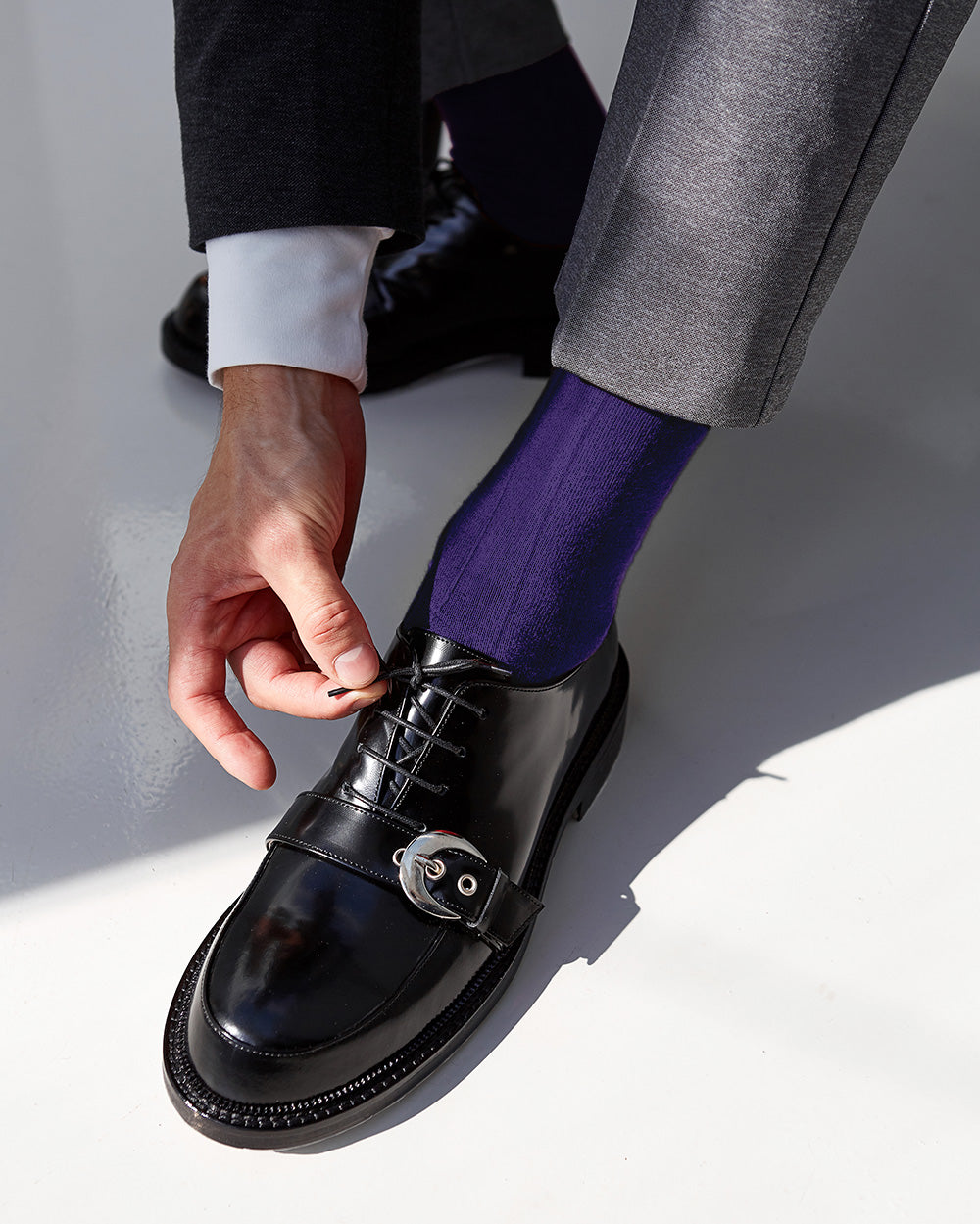 Vittorio Farina Men's Ribbed Shear Nylon Over The Calf Dress Socks