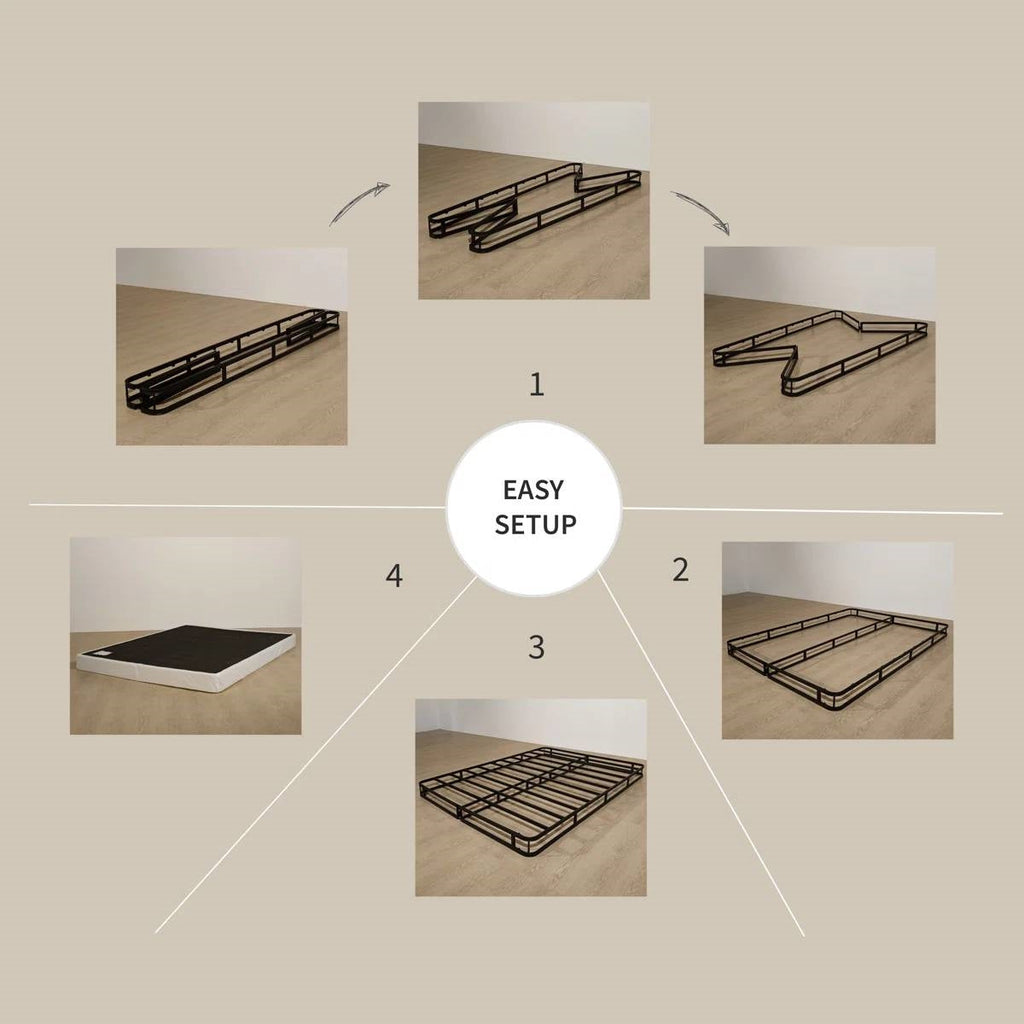 Queen size 8-inch Metal Frame Box-Spring Mattress Foundation with Cover