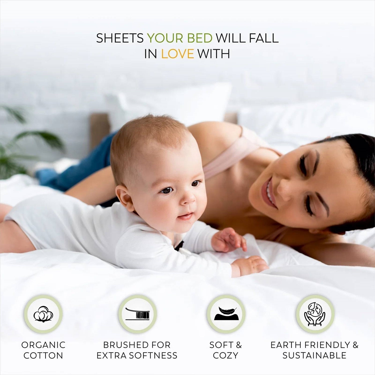 Queen size Ivory Beige Off-White Cream Color Certified Organic Cotton Sheet Set