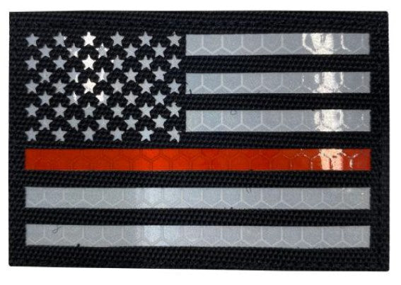 Reflective US Flag Patch Forward With Thin Red Line