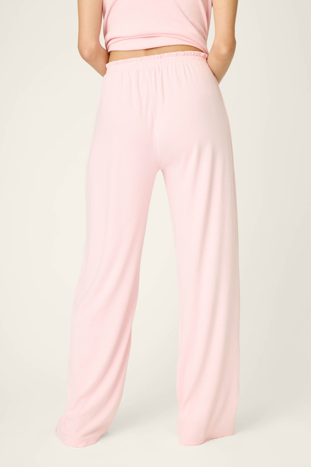 Pointelle Essentials Ballet Pink Open Leg Pants