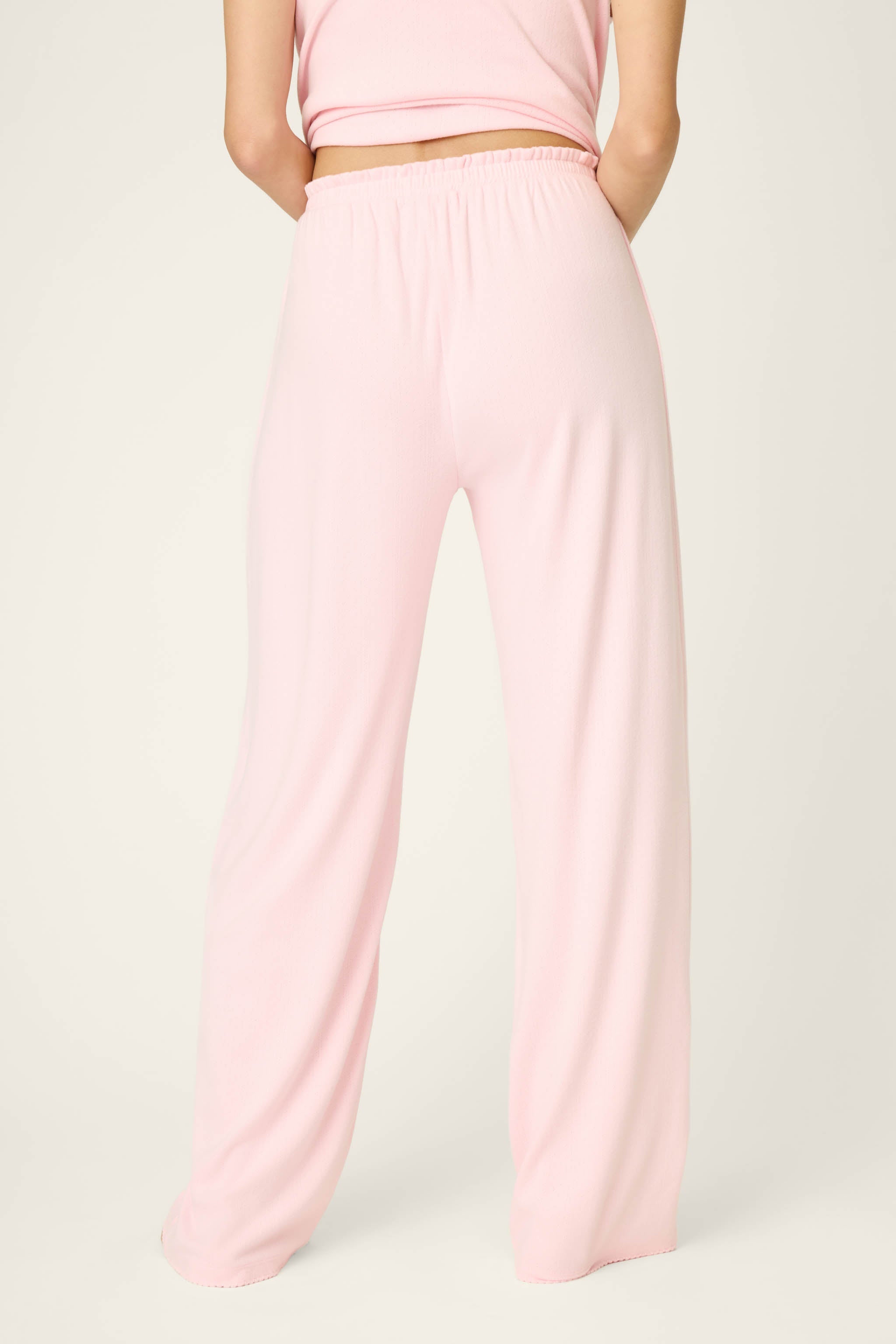 Pointelle Essentials Ballet Pink Open Leg Pants