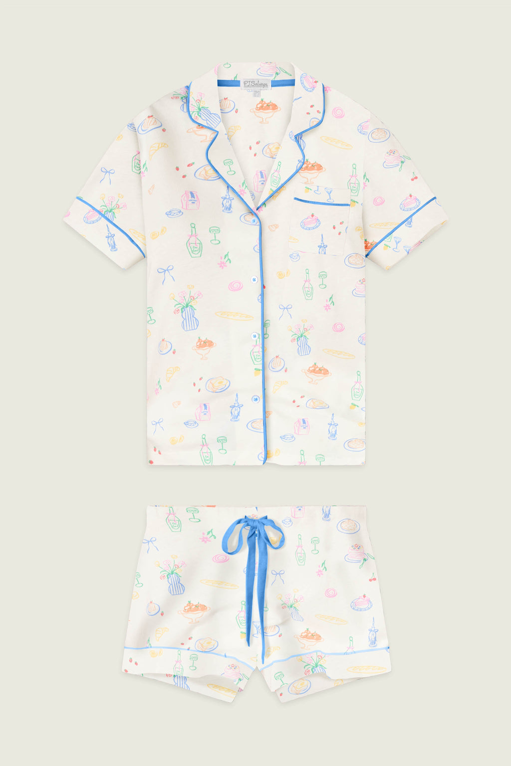 Whimsy Parisian Picnic Short PJ Set