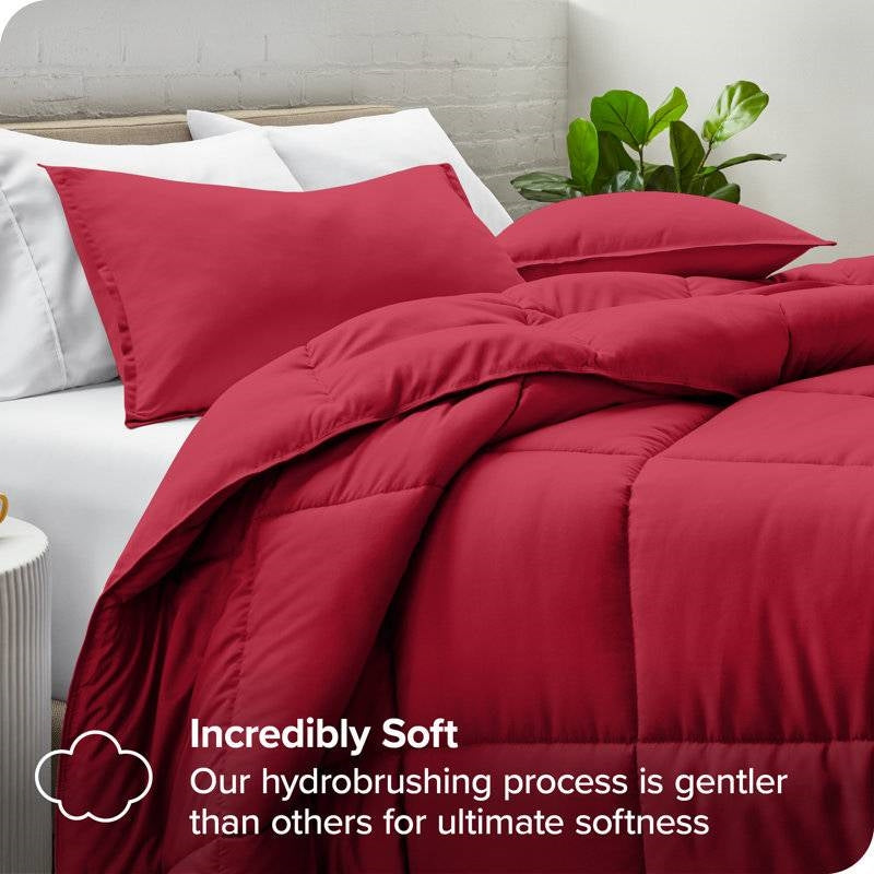 Twin/Twin XL Size All Season Super Soft Down Alternative Comforter Set Red
