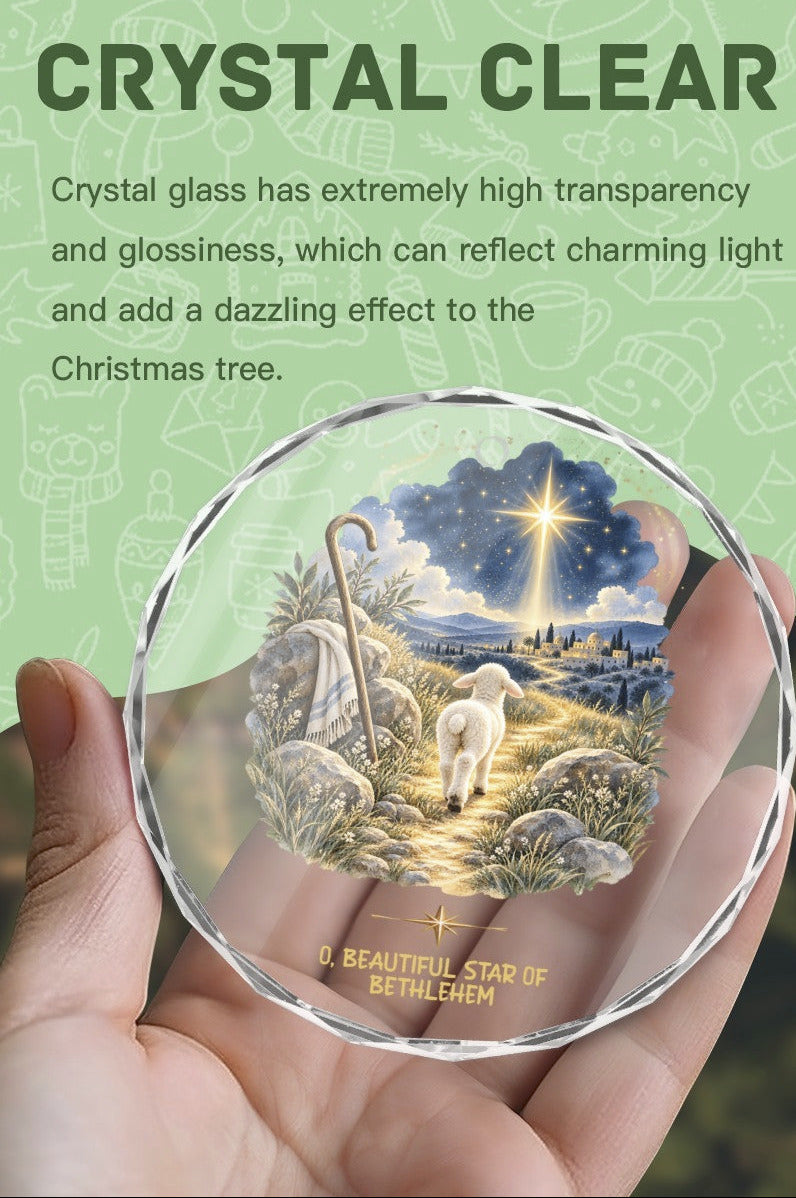 O Beautiful Star of Bethlehem Round Glass Christmas Ornament