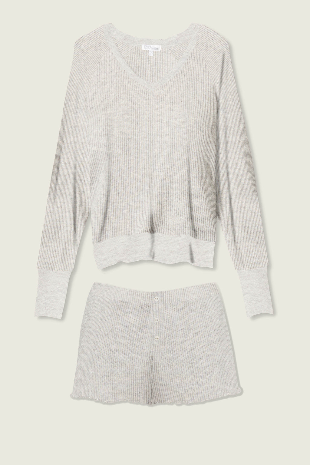 Textured Essentials Heather Grey Short Lounge Set