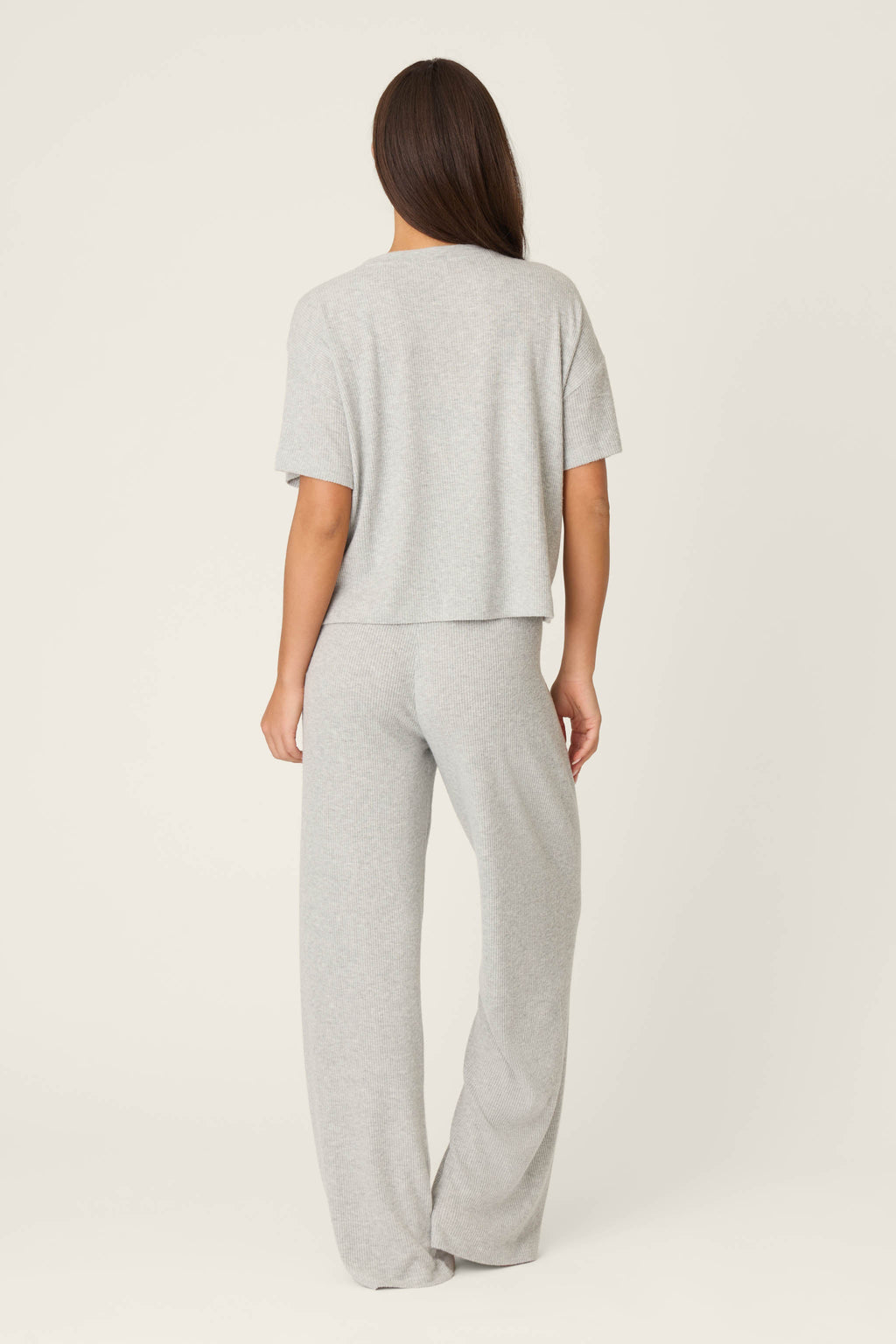 Textured Essentials Heather Grey Long Lounge Set