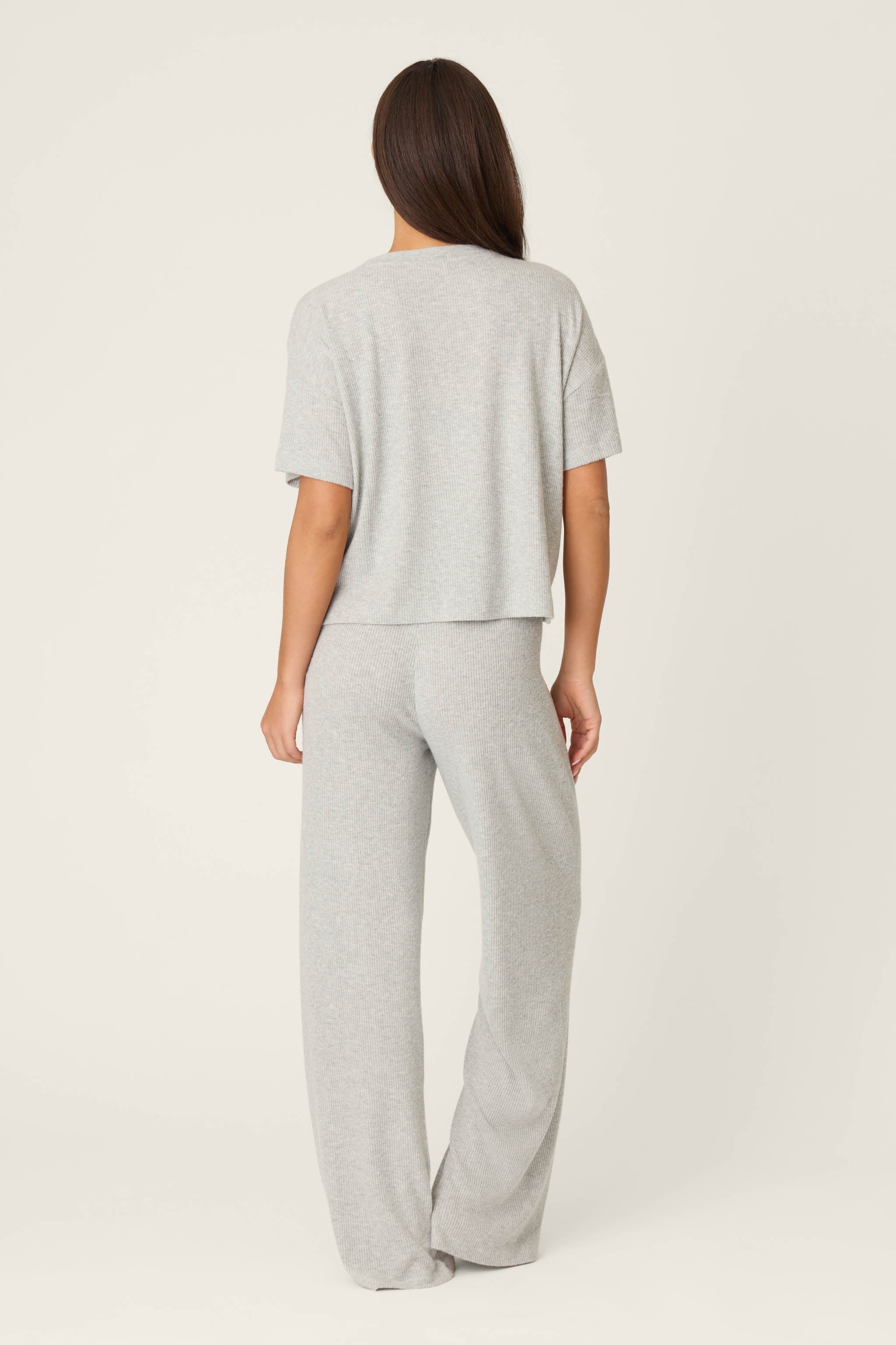Textured Essentials Heather Grey Long Lounge Set