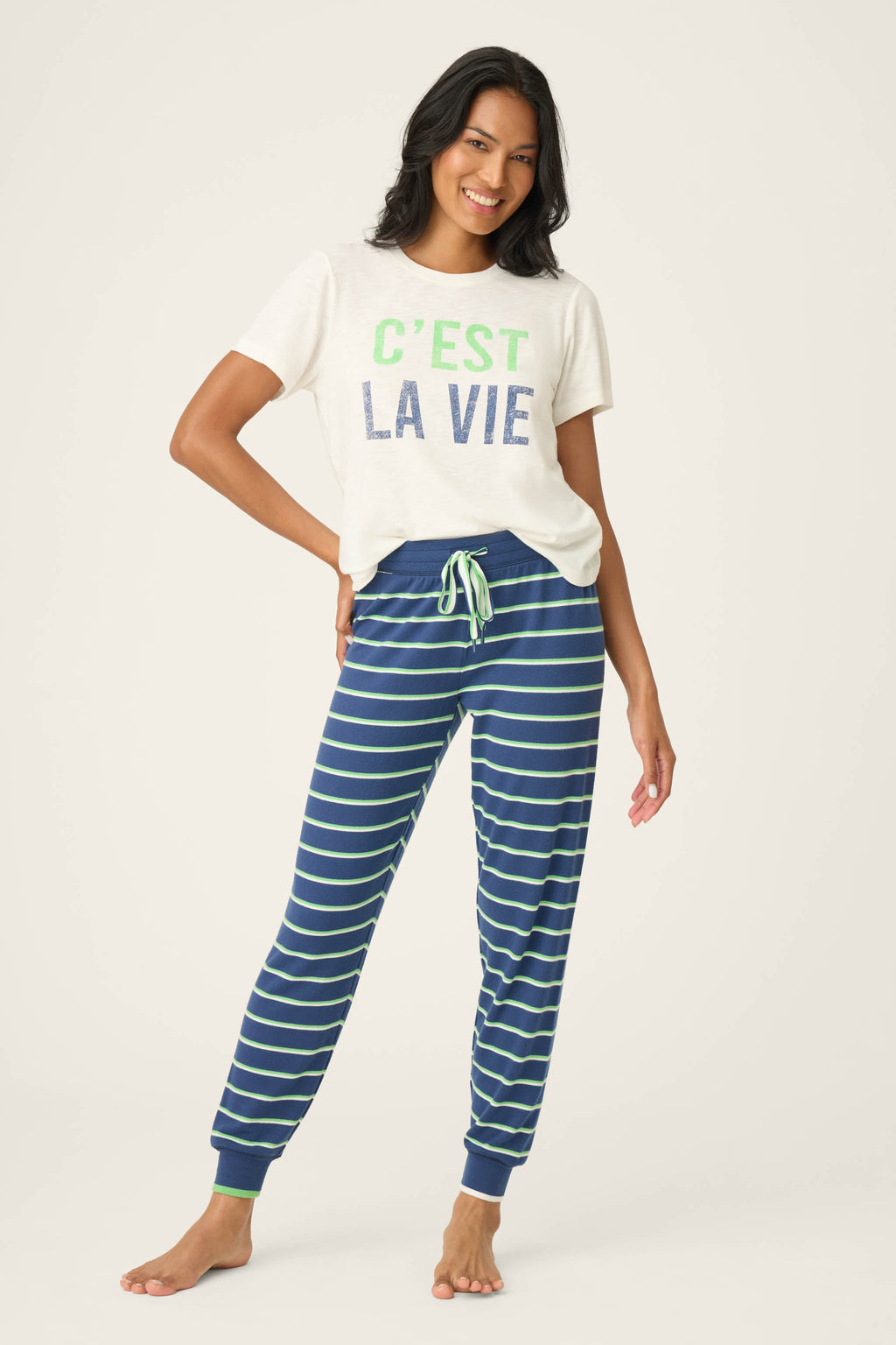 C'est La Vie Striped Banded Pants