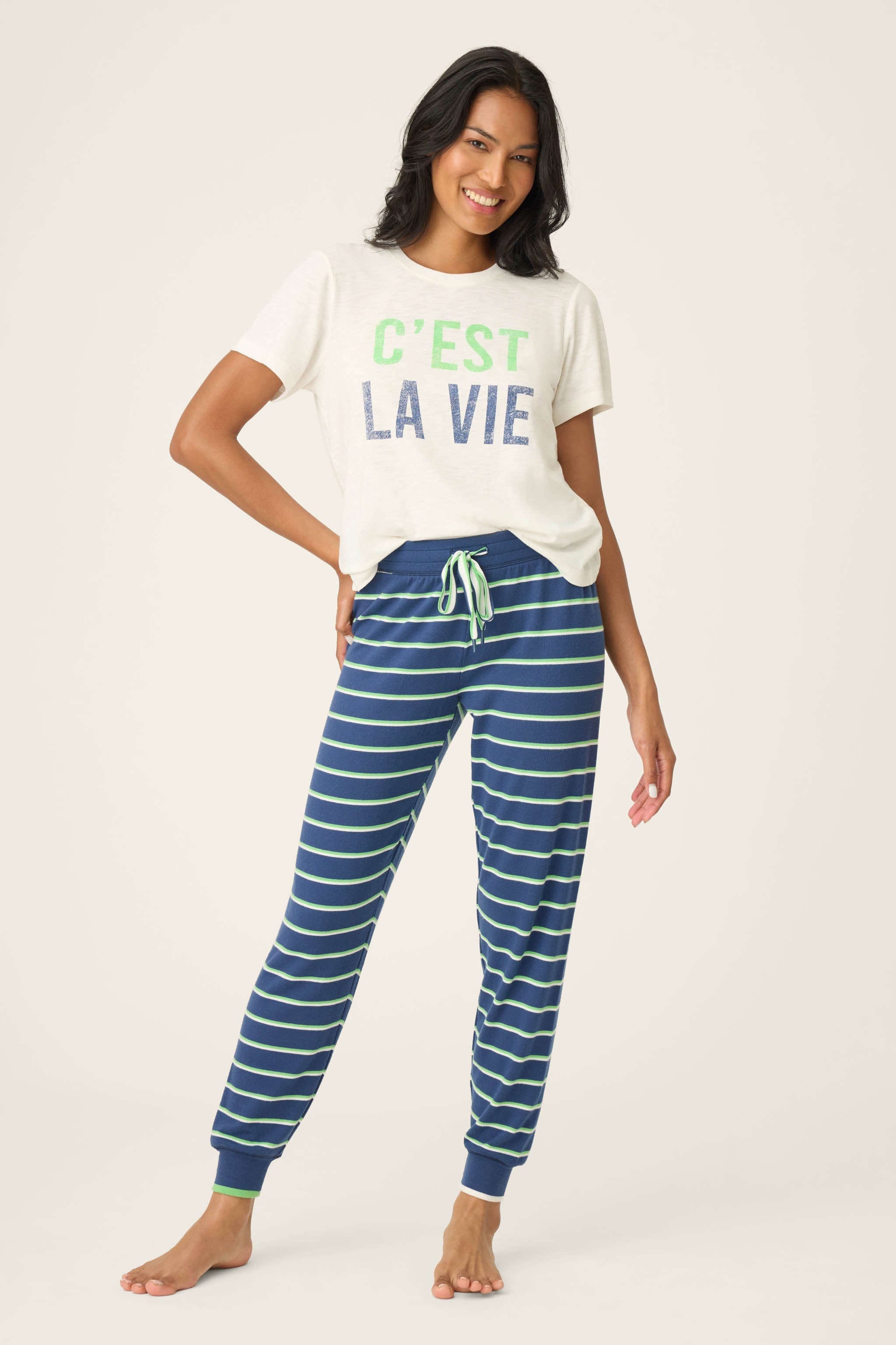 C'est La Vie Striped Banded Pants