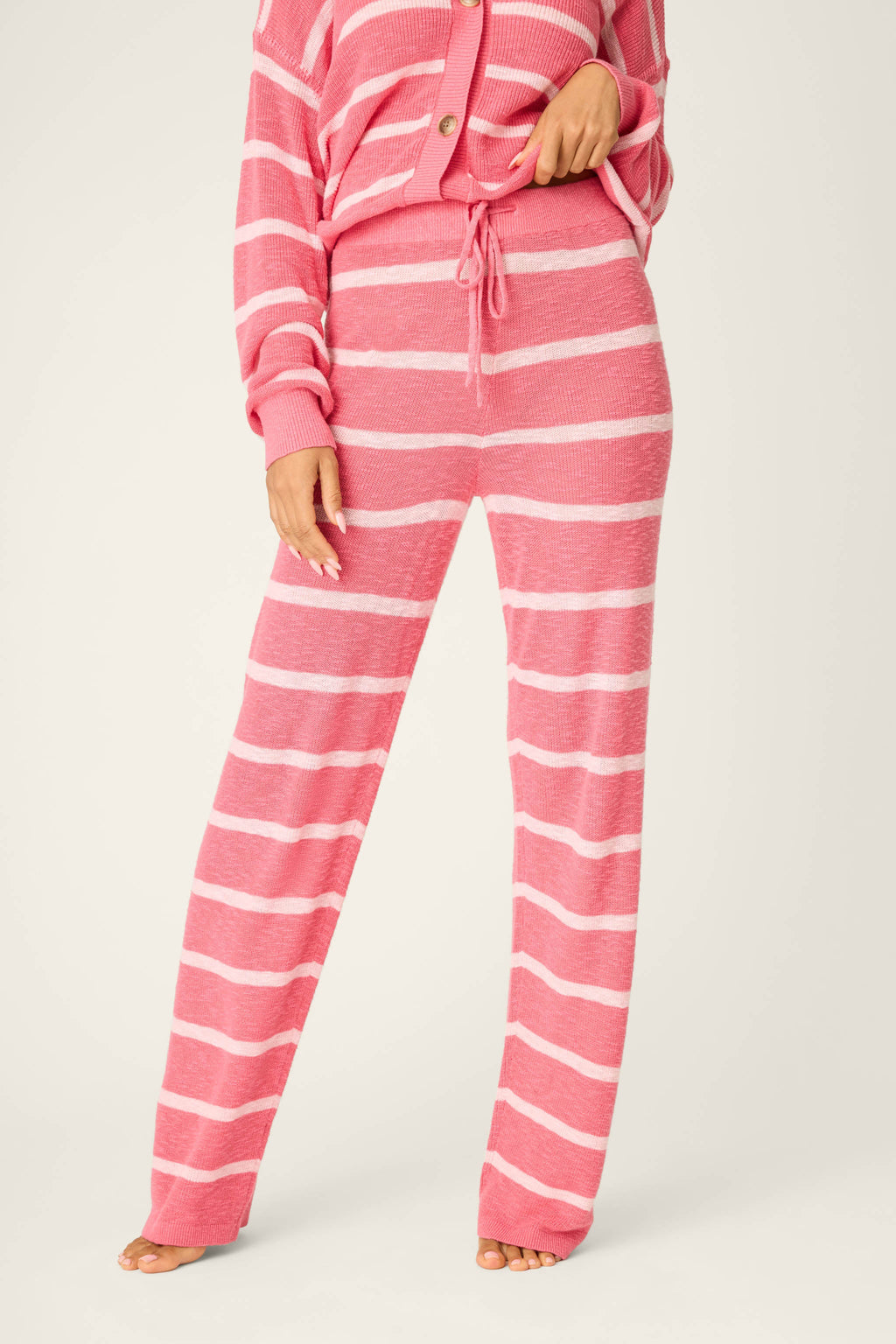 Cozy Up Cotton Berry Kiss Open Leg Pants