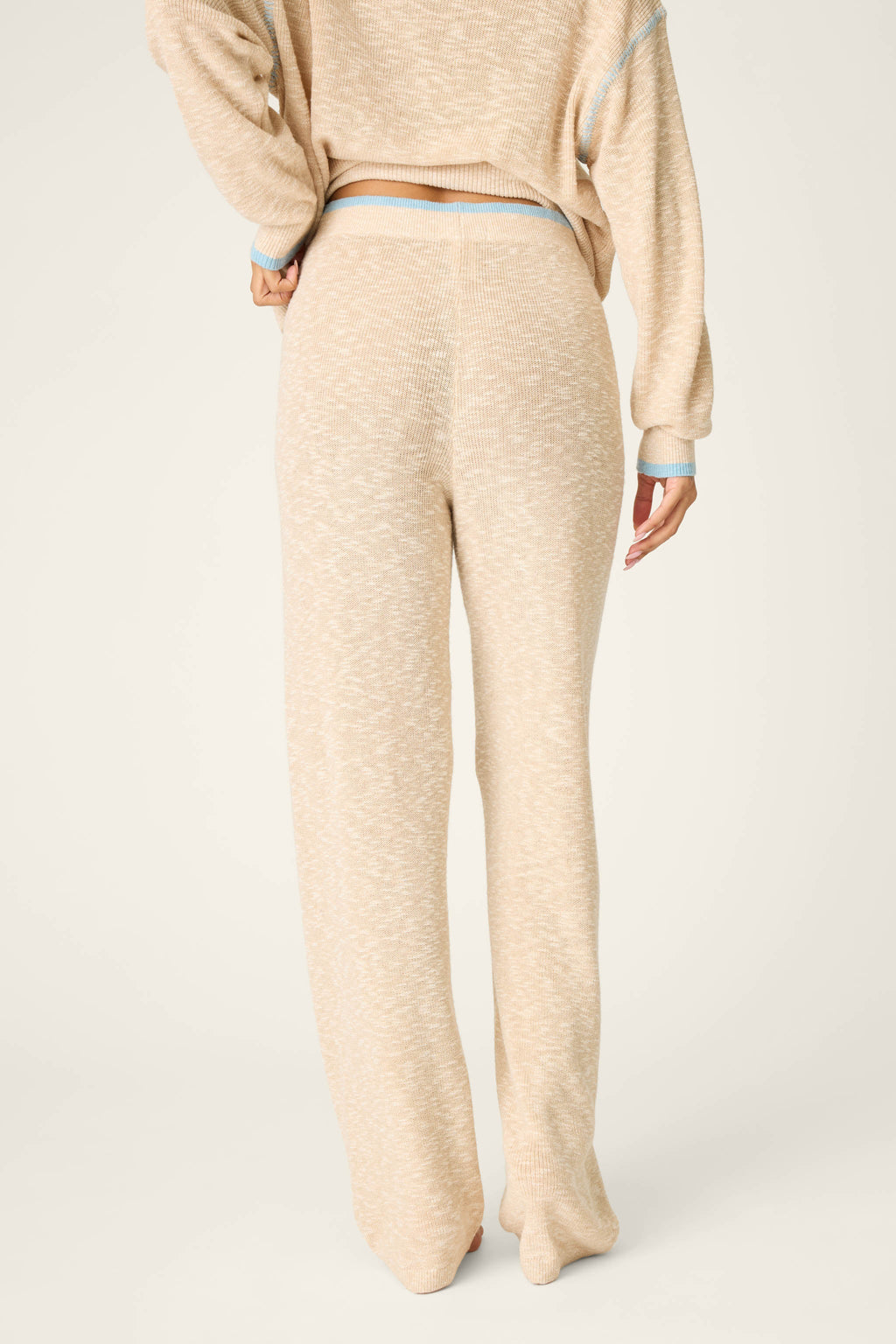 Cozy Up Cotton Heather Sand Open Leg Pants