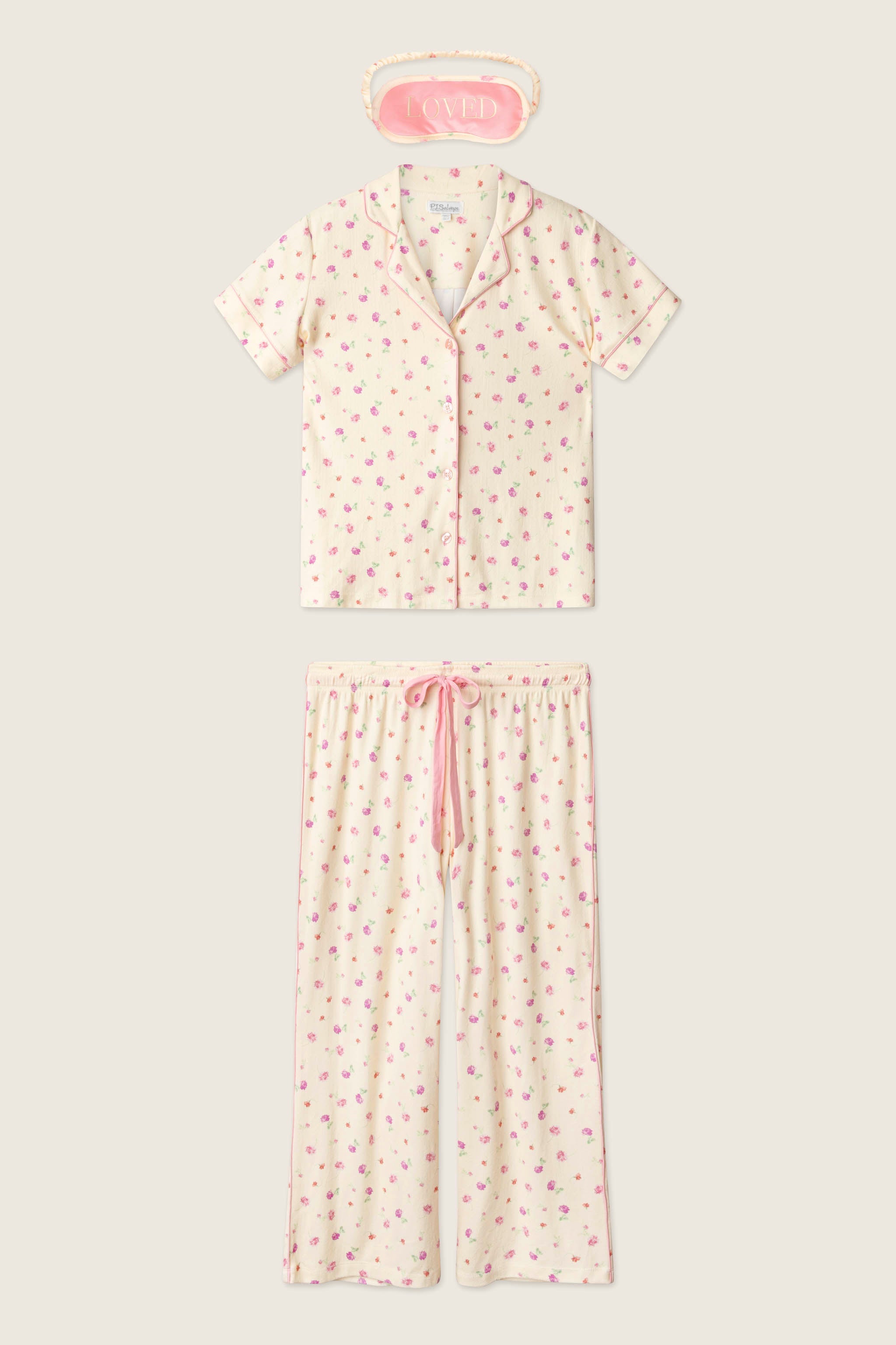 For the Mamas Butter Blooms Cropped 3-Piece PJ Set