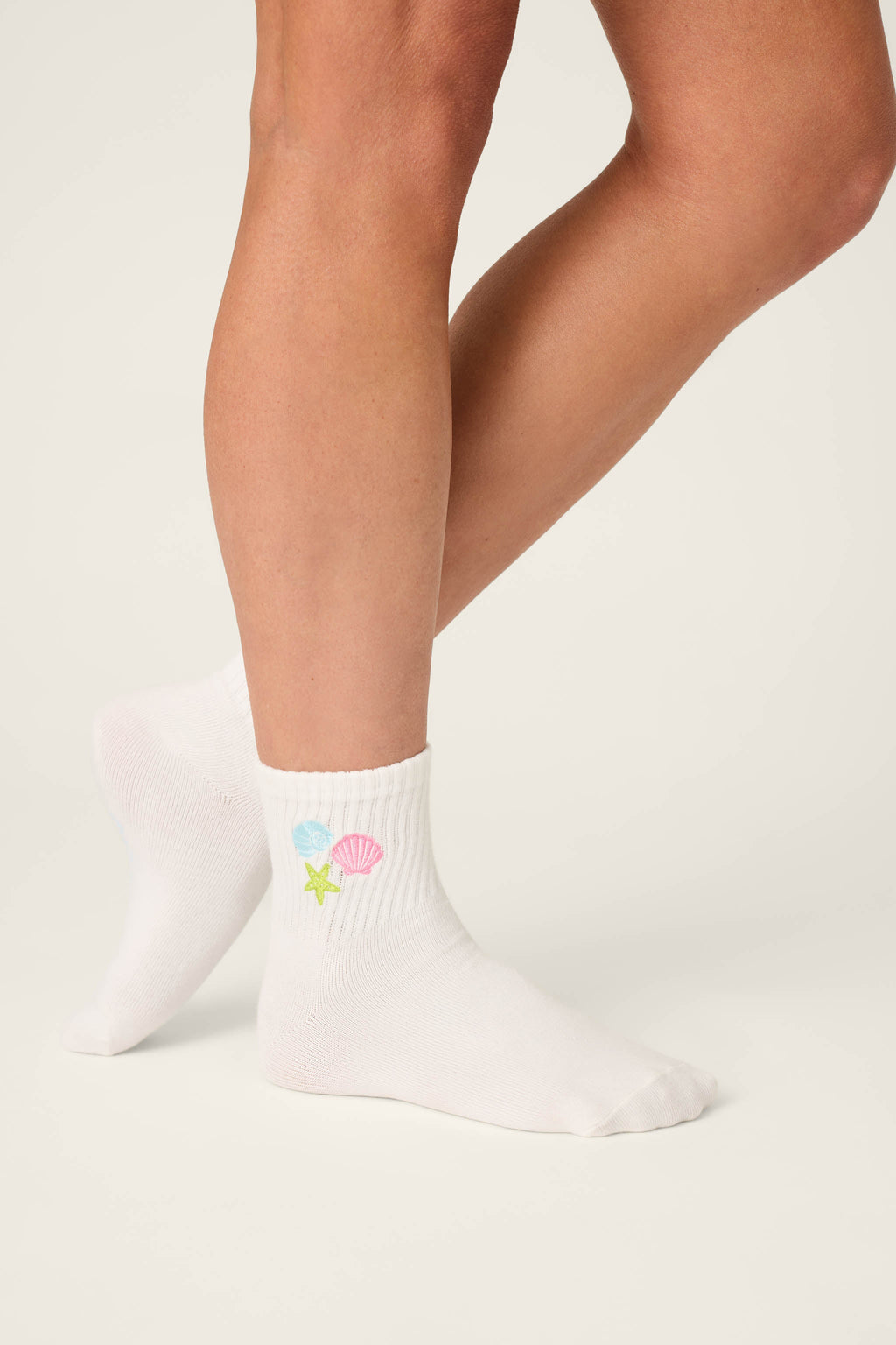 Playful Prints She Sells Seashells Quarter Crew Socks