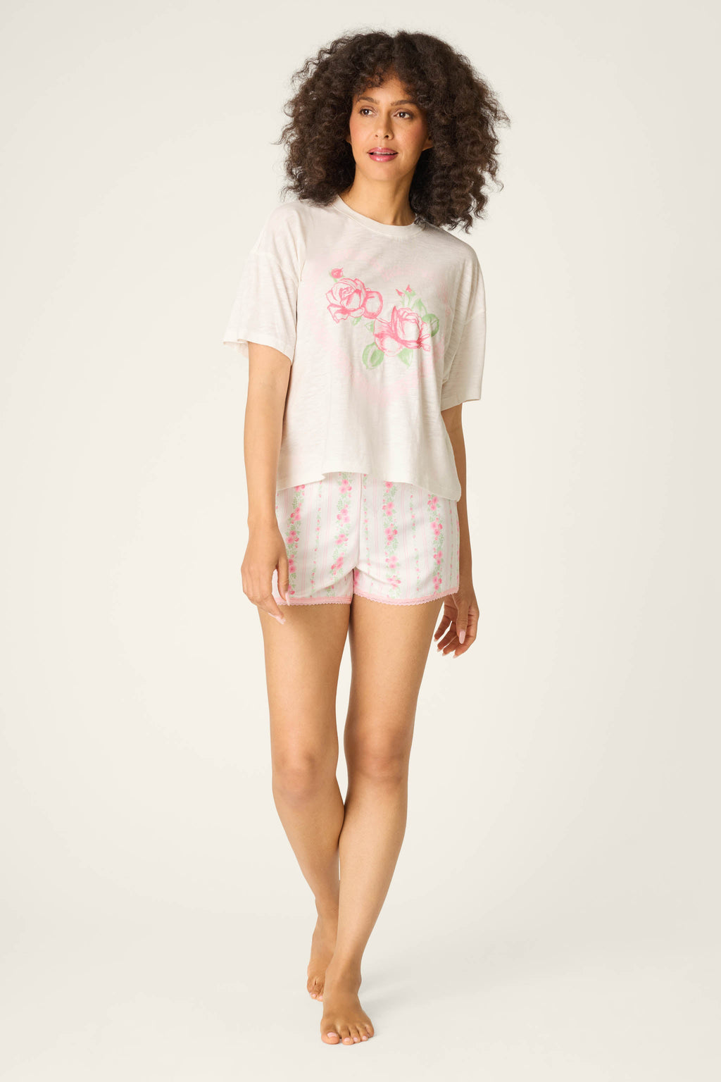 Roses Are Pink Heart Bloom Graphic T-Shirt