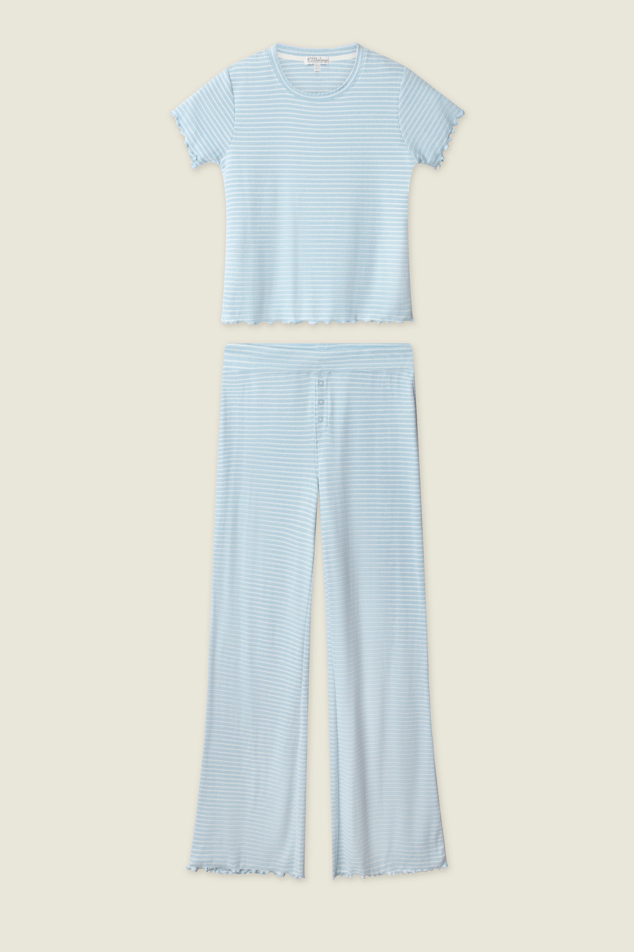 Sweet Stripes Morning Blue Long Lounge Set