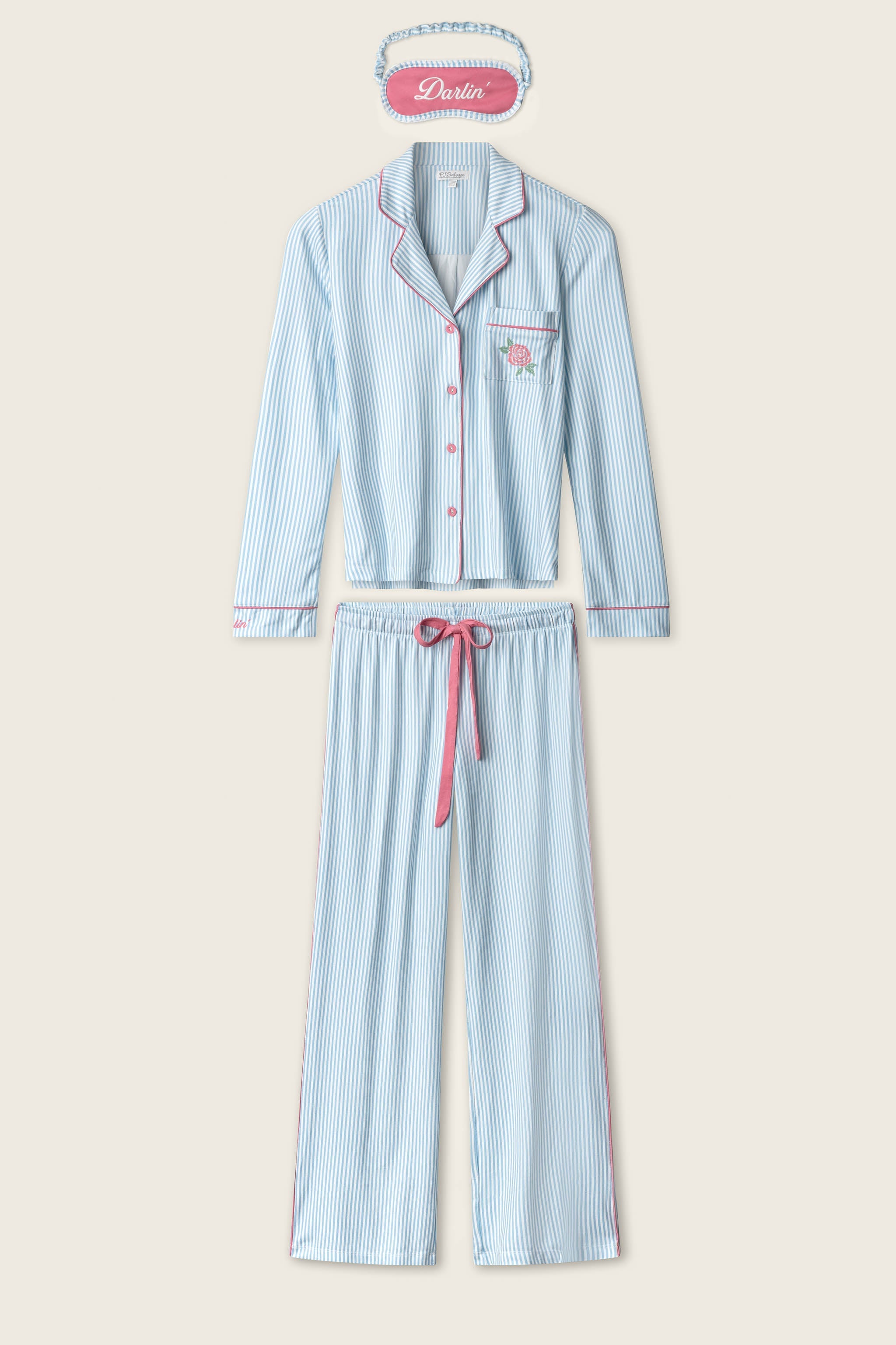 Western Blooms Blue Stripe Darlin 3-Piece PJ Set