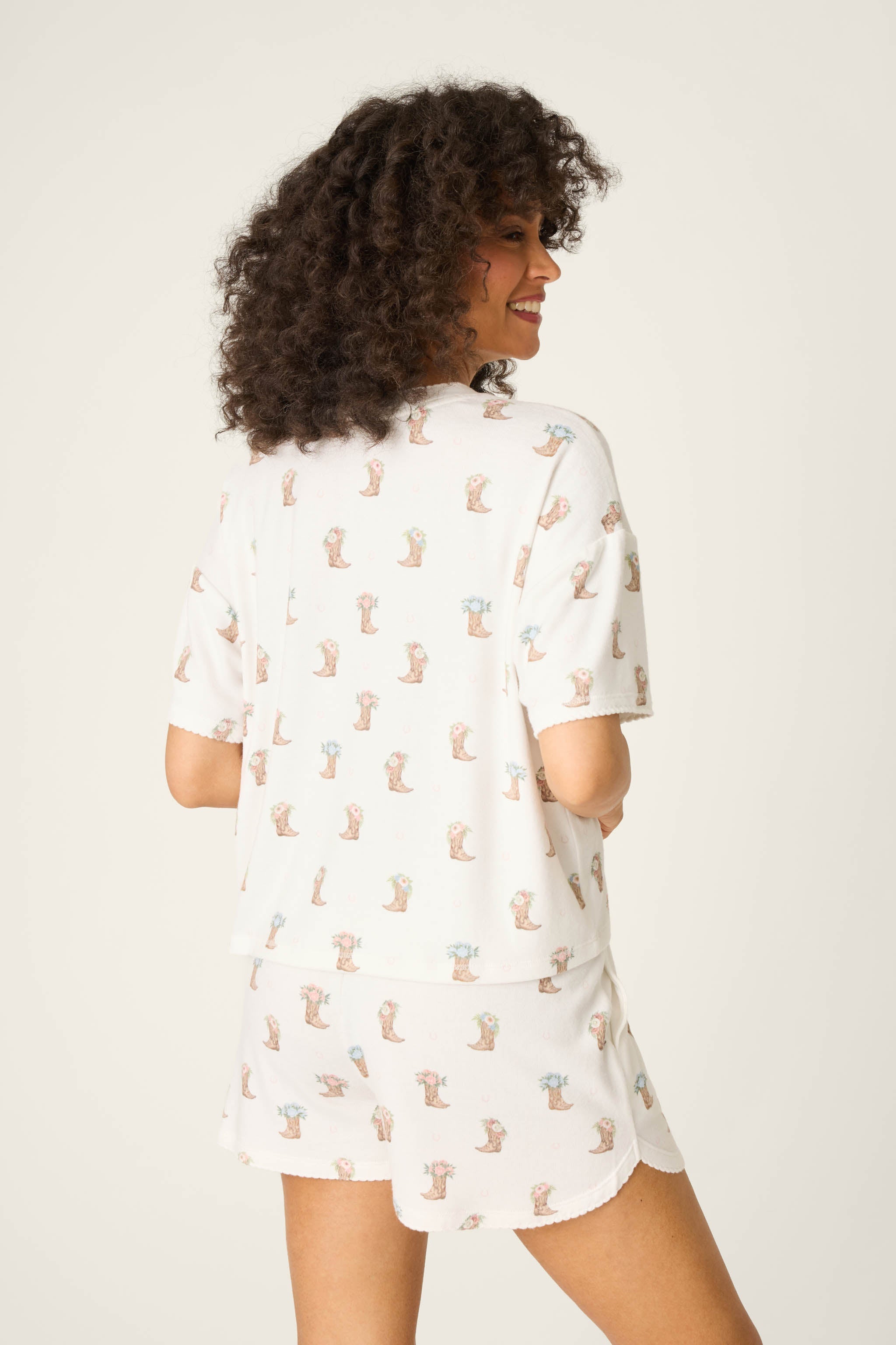 Western Blooms Boot Bouquet Short Sleeve Top