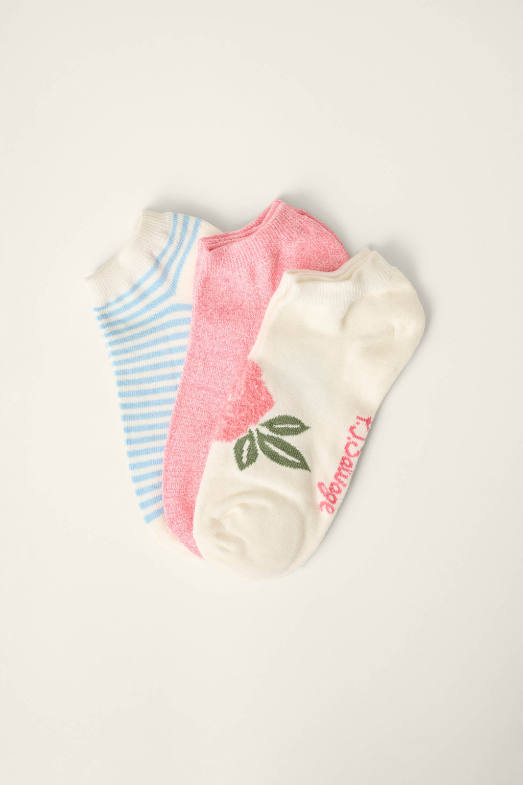 Western Blooms Rose Stripe 3-Pack Ankle Socks