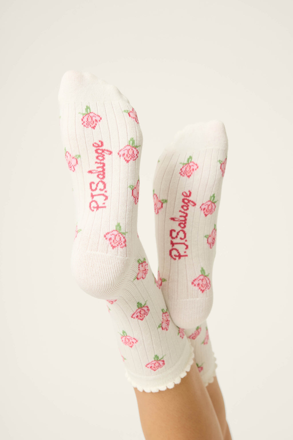 Western Blooms Roses Ribbed Crew Socks