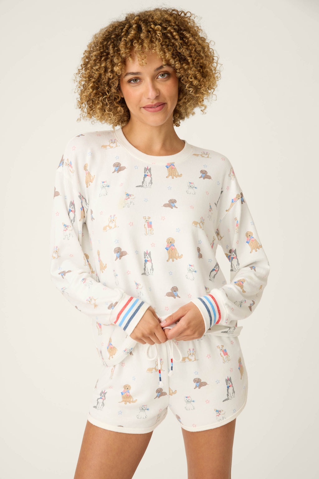 Red, White, & Woof Patriotic Pups Long Sleeve Top